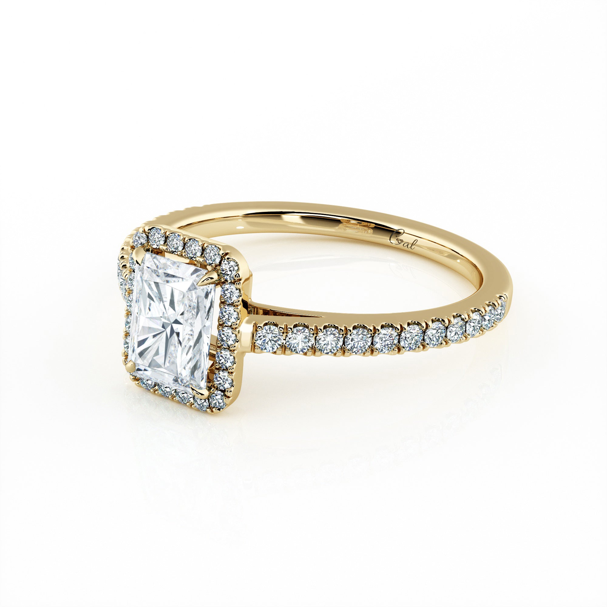 1.00 Carat Radiant Shape Micropavé Halo Engagement Ring