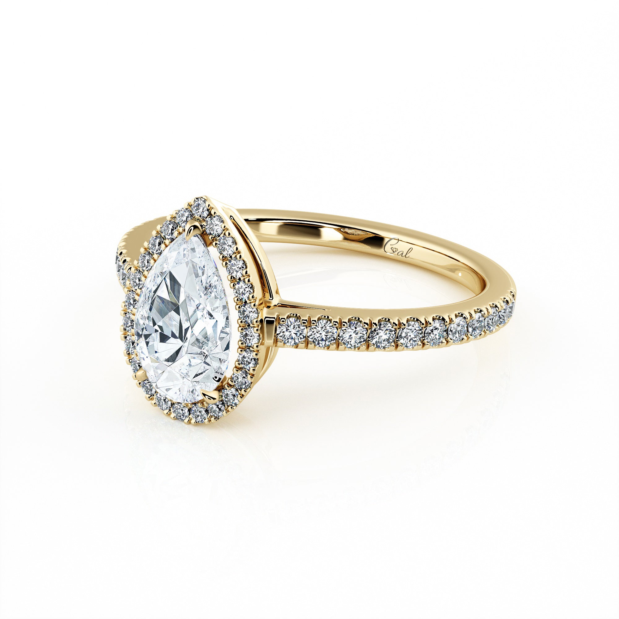 1.00 Carat Pear Shape Micropavé Halo Engagement Ring