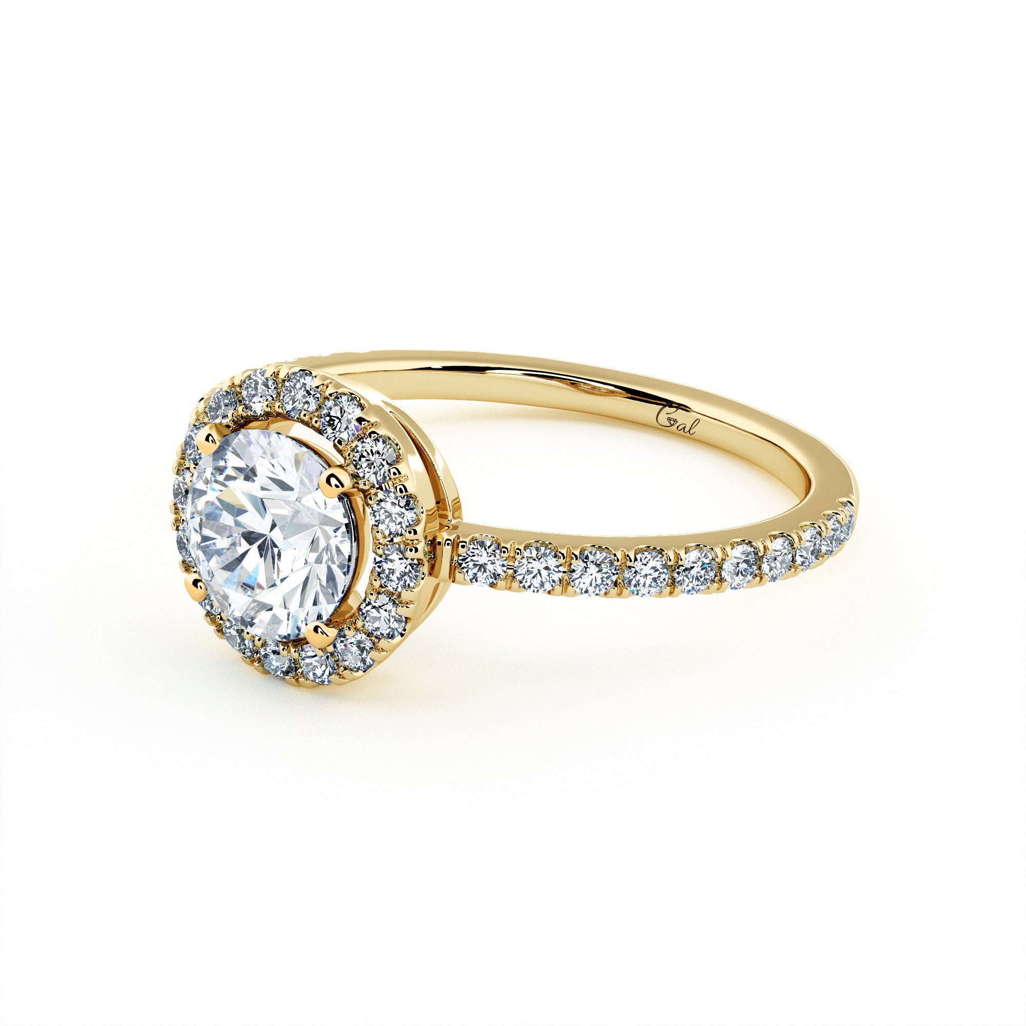 1.00 Carat Round Brilliant Micropavé Halo Engagement Ring