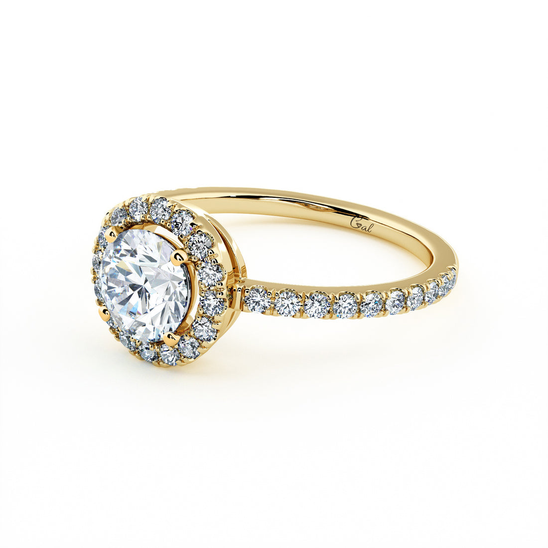 1.00 Carat Round Brilliant Micropavé Halo Engagement Ring