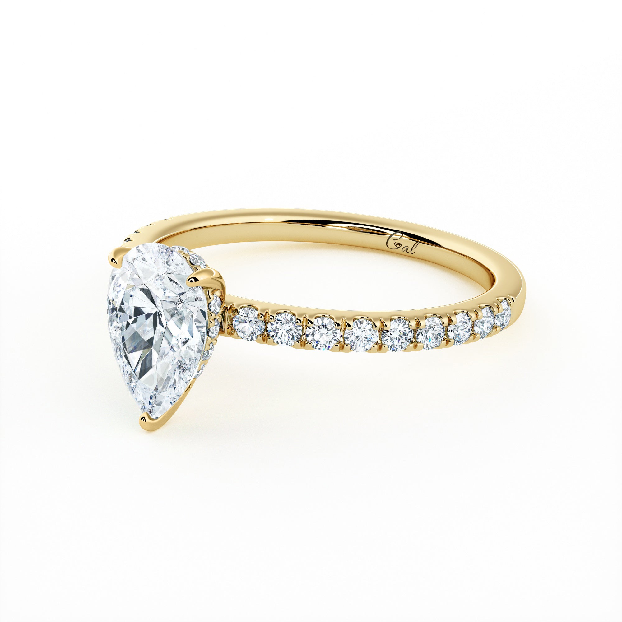 1.00 Carat Pear Shape Micropavé Engagement Ring