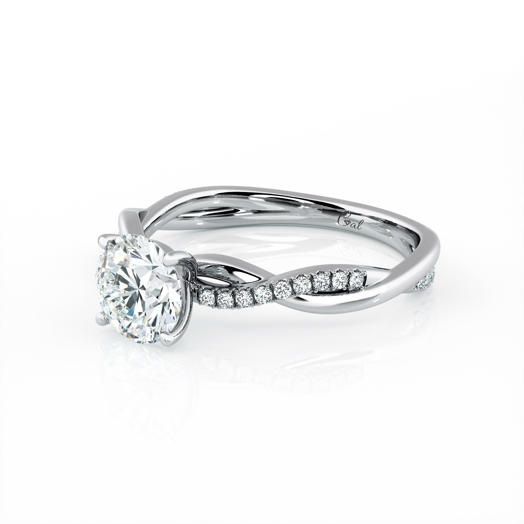 1.00 Carat Round Brilliant Micropavé Infinity Twist Engagement Ring