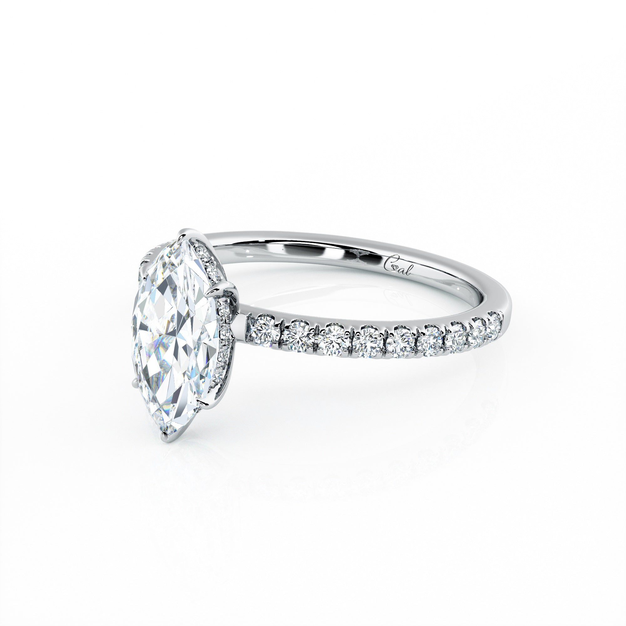 1.00 Carat Marquise Shape Micropavé Engagement Ring