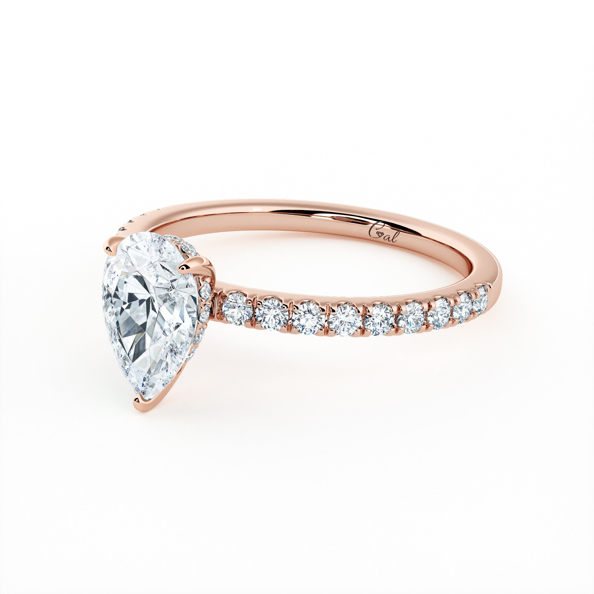 1.00 Carat Pear Shape Micropavé Engagement Ring