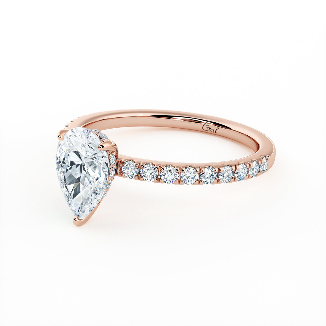 1.00 Carat Pear Shape Micropavé Engagement Ring