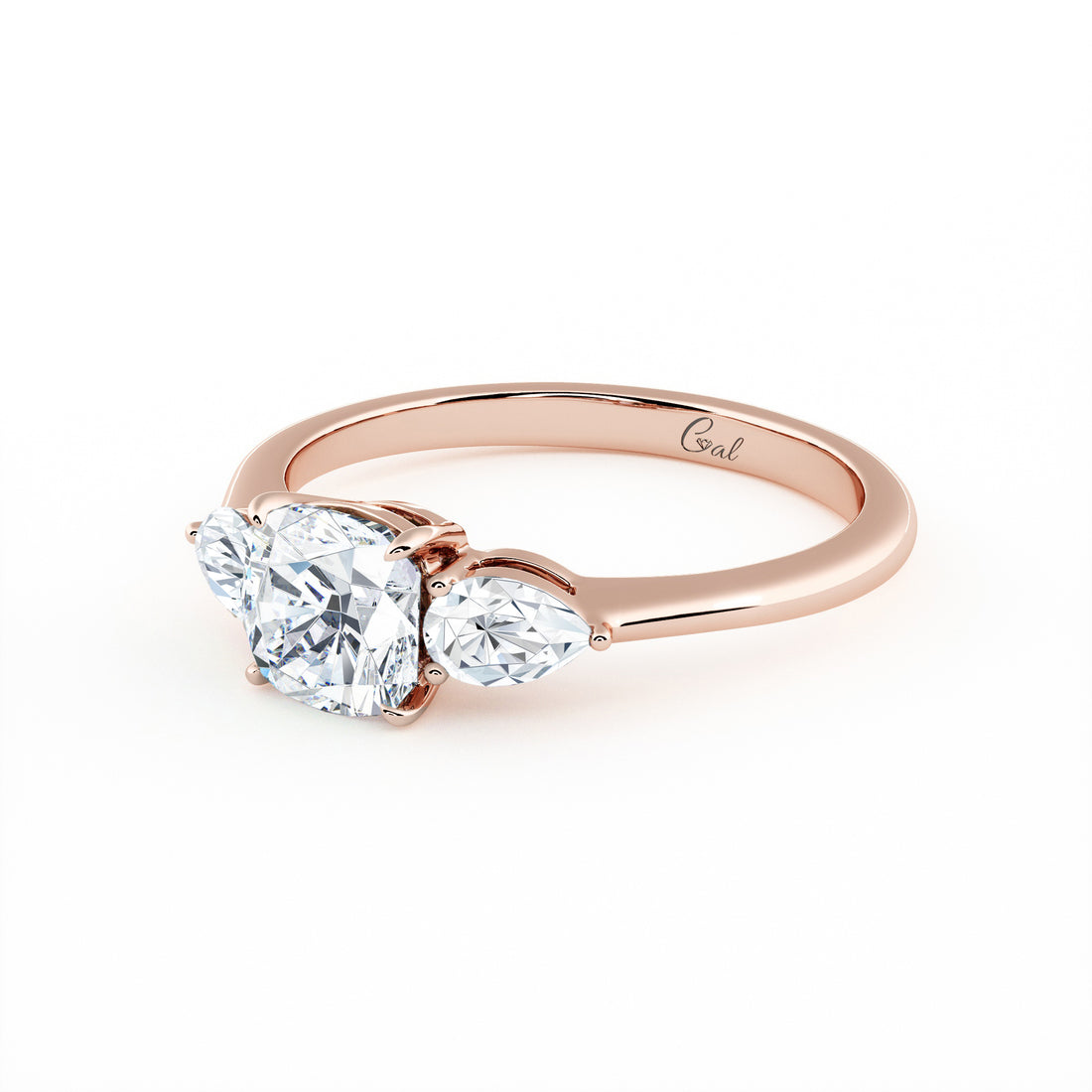 1.00 Carat Cushion Shape With Pear Shape Side Stones Engagement Ring