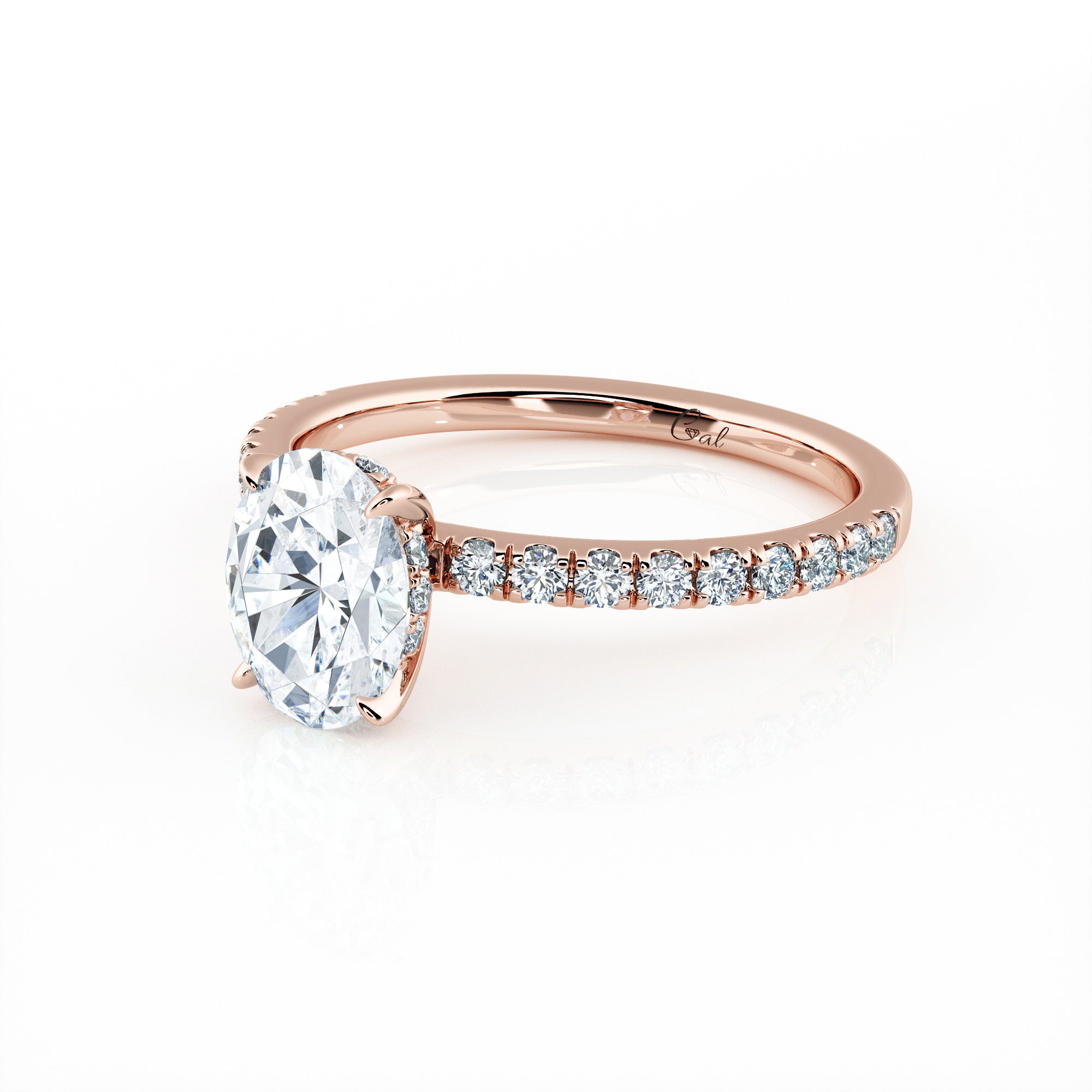 1.00 Carat Oval Shape Micropavé Engagement Ring