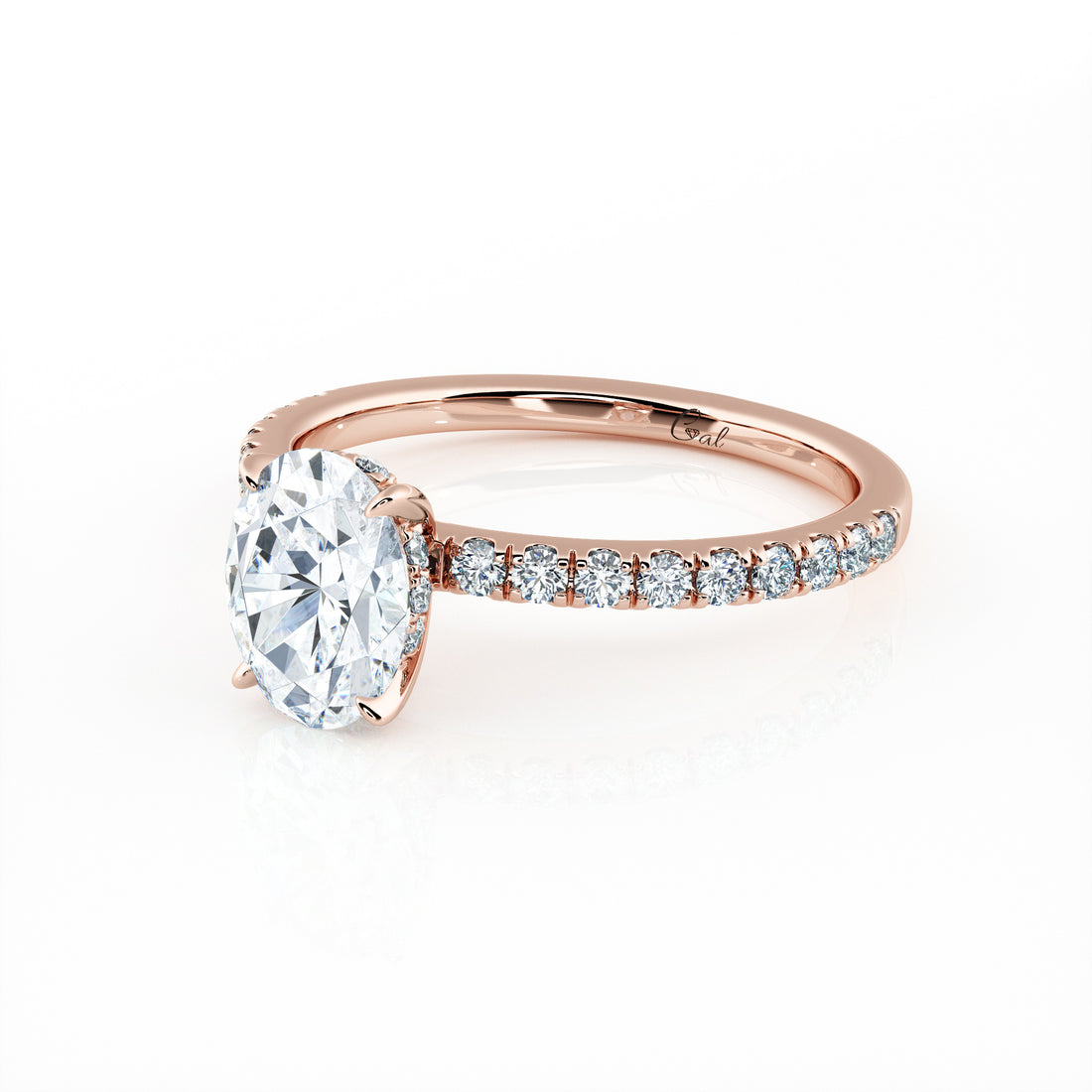 1.00 Carat Oval Shape Micropavé Engagement Ring