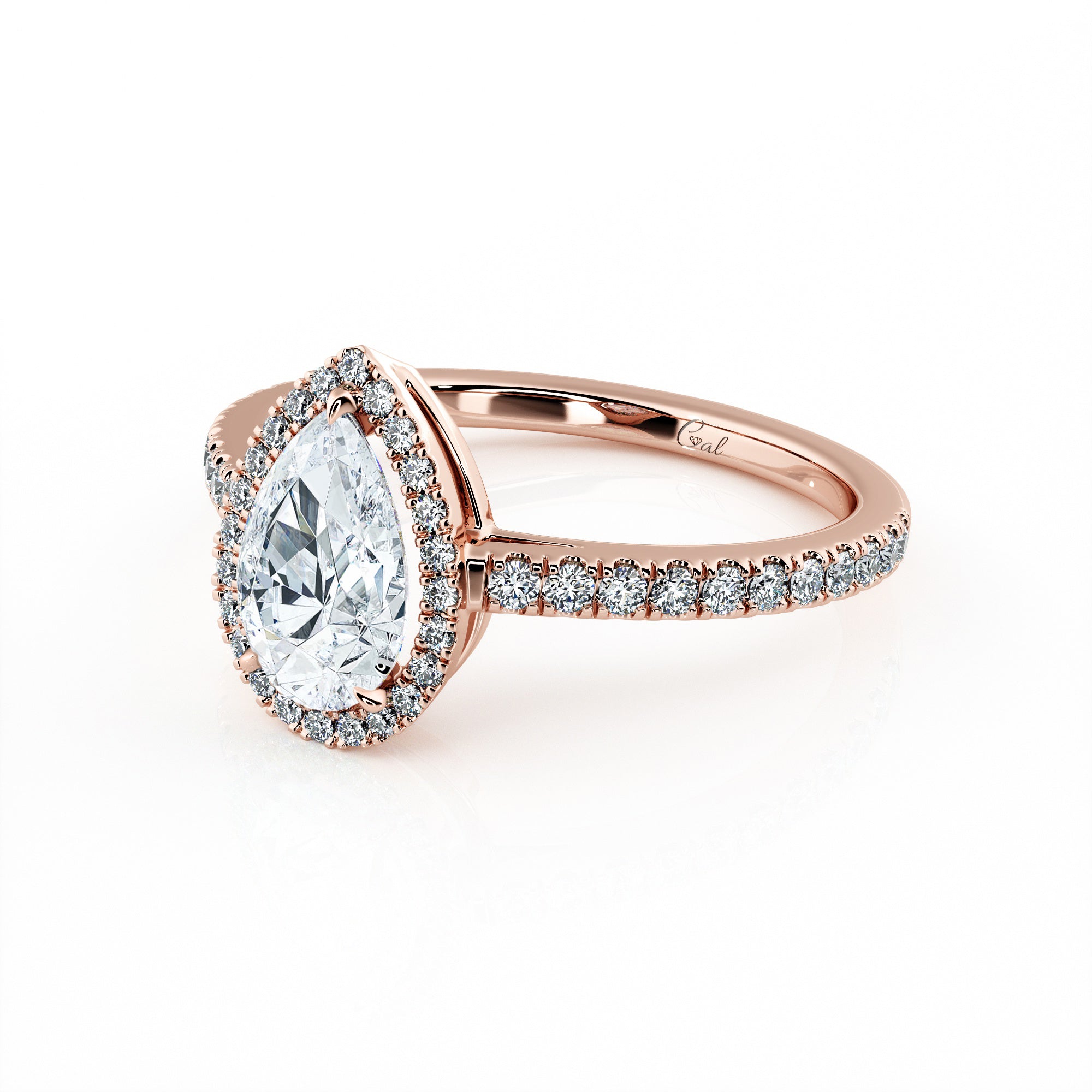 1.00 Carat Pear Shape Micropavé Halo Engagement Ring