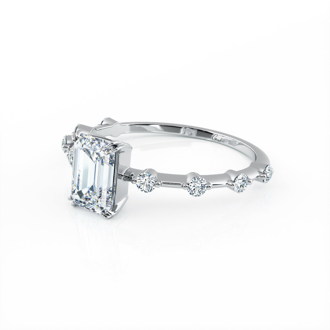 1.00 Carat Emerald Shape With Side Stones Engagement Ring