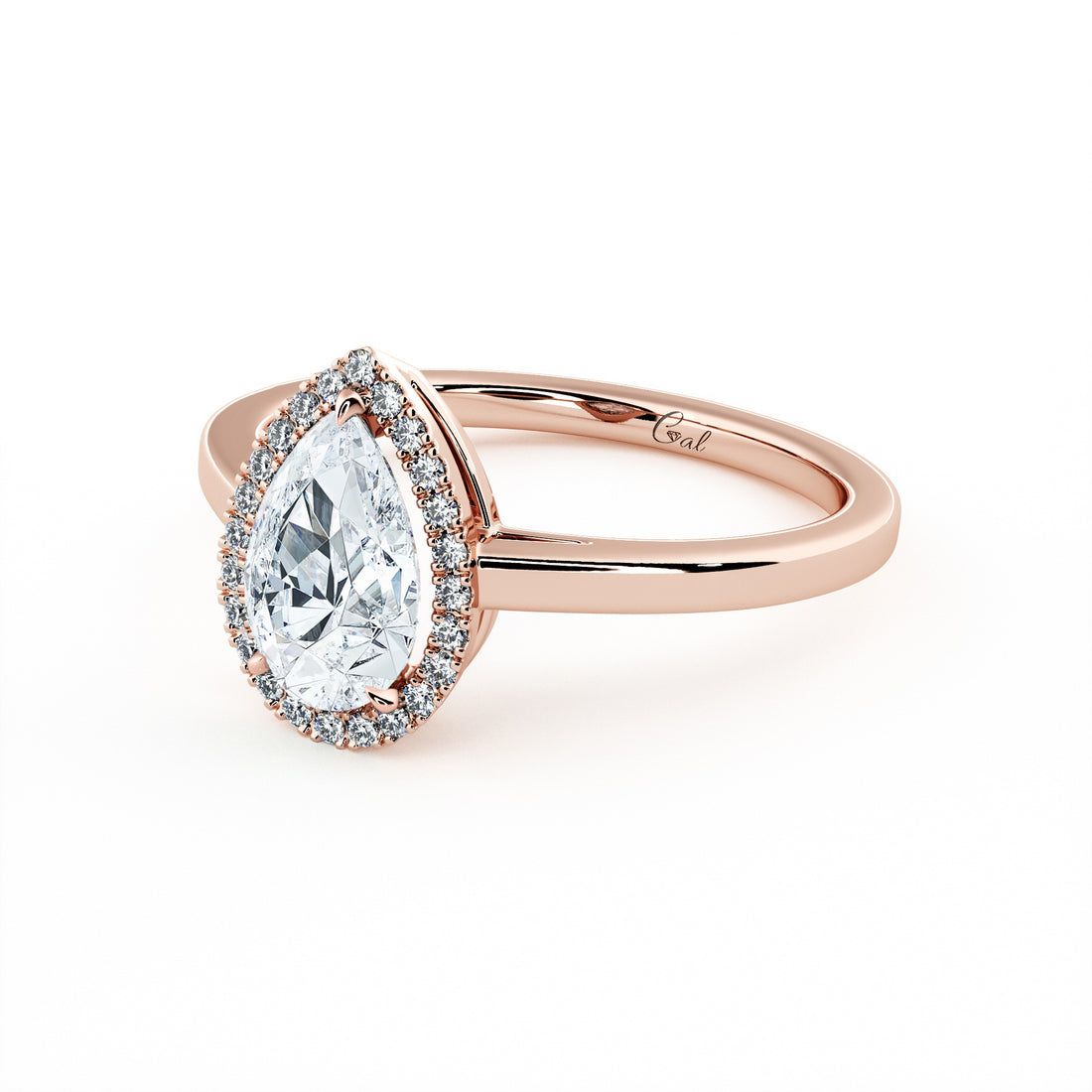 1.00 Carat Pear Shape Halo Engagement Ring