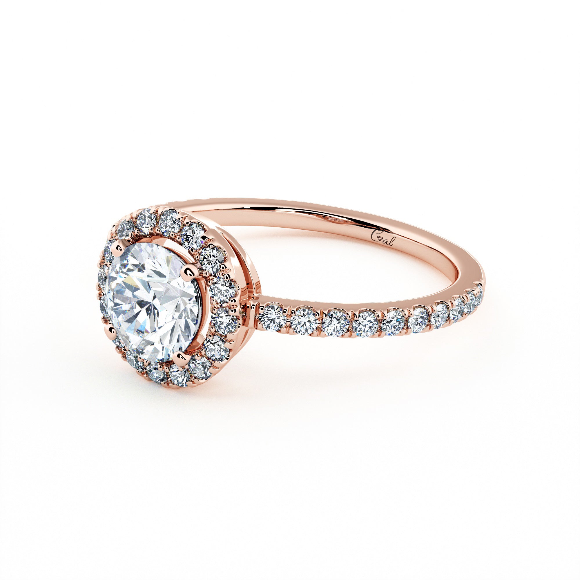 1.00 Carat Round Brilliant Micropavé Halo Engagement Ring