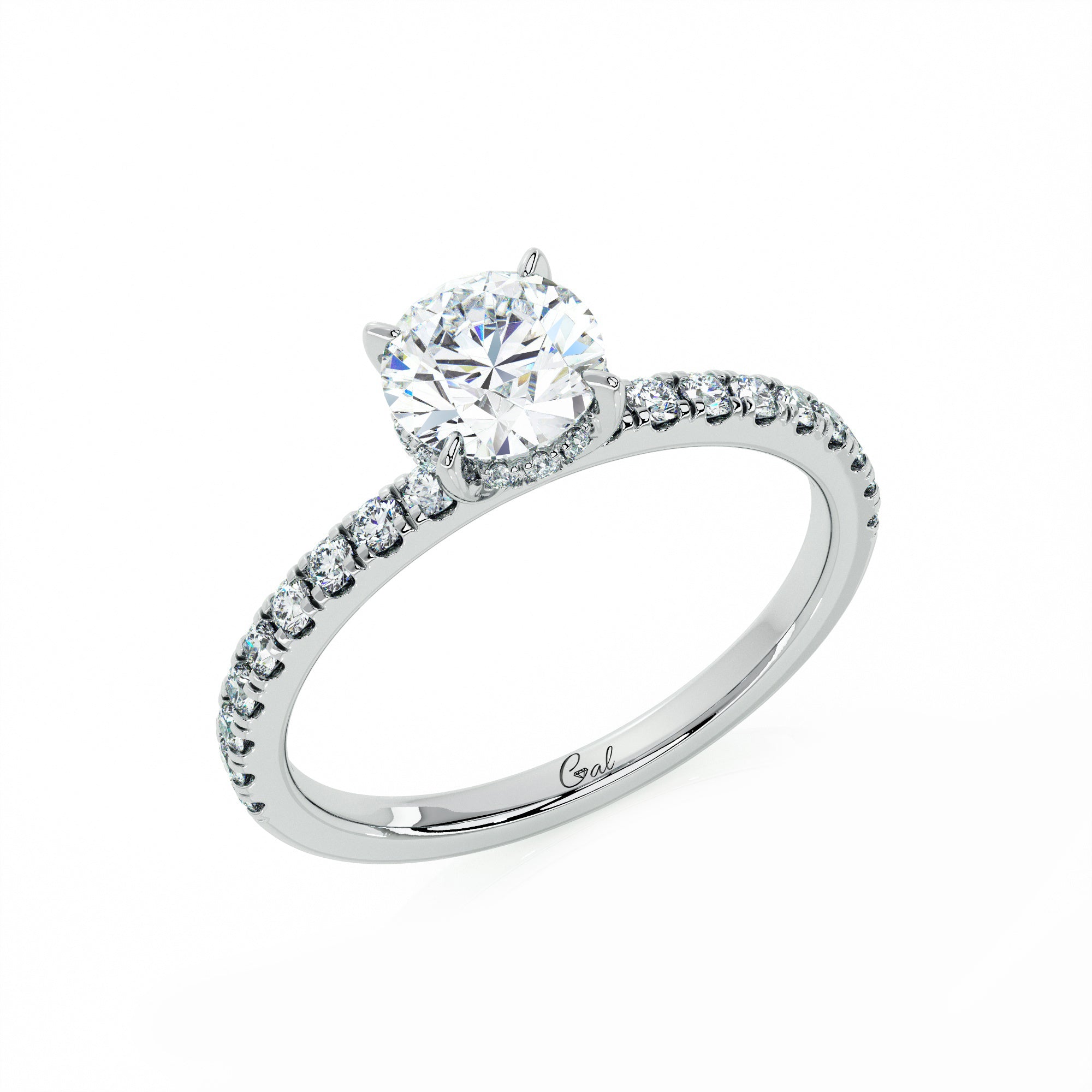 0.70 Carat Round Brilliant Micropavé Engagement Ring