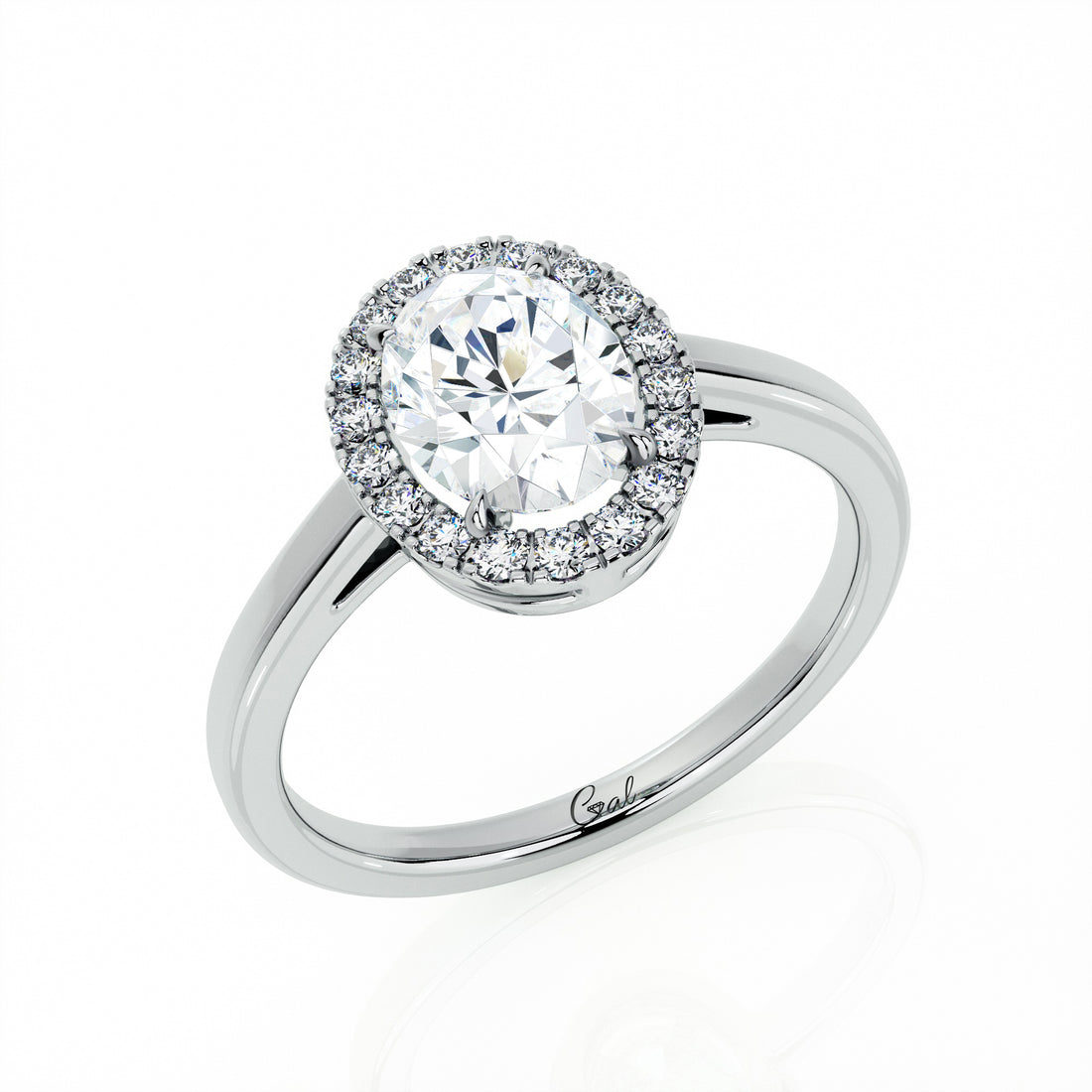 1.00 Carat Oval Shape Halo Engagement Ring