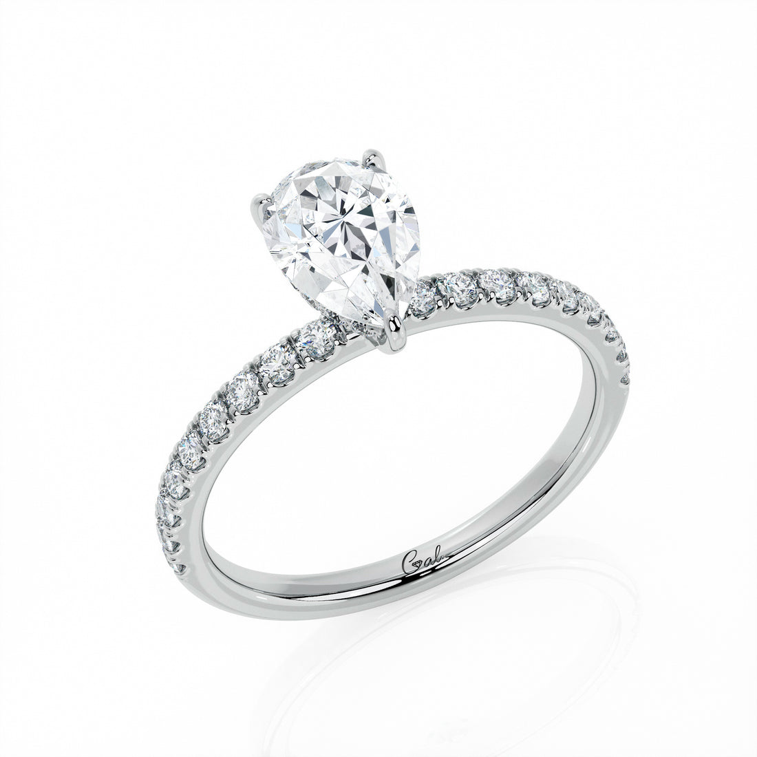 1.00 Carat Pear Shape Micropavé Engagement Ring