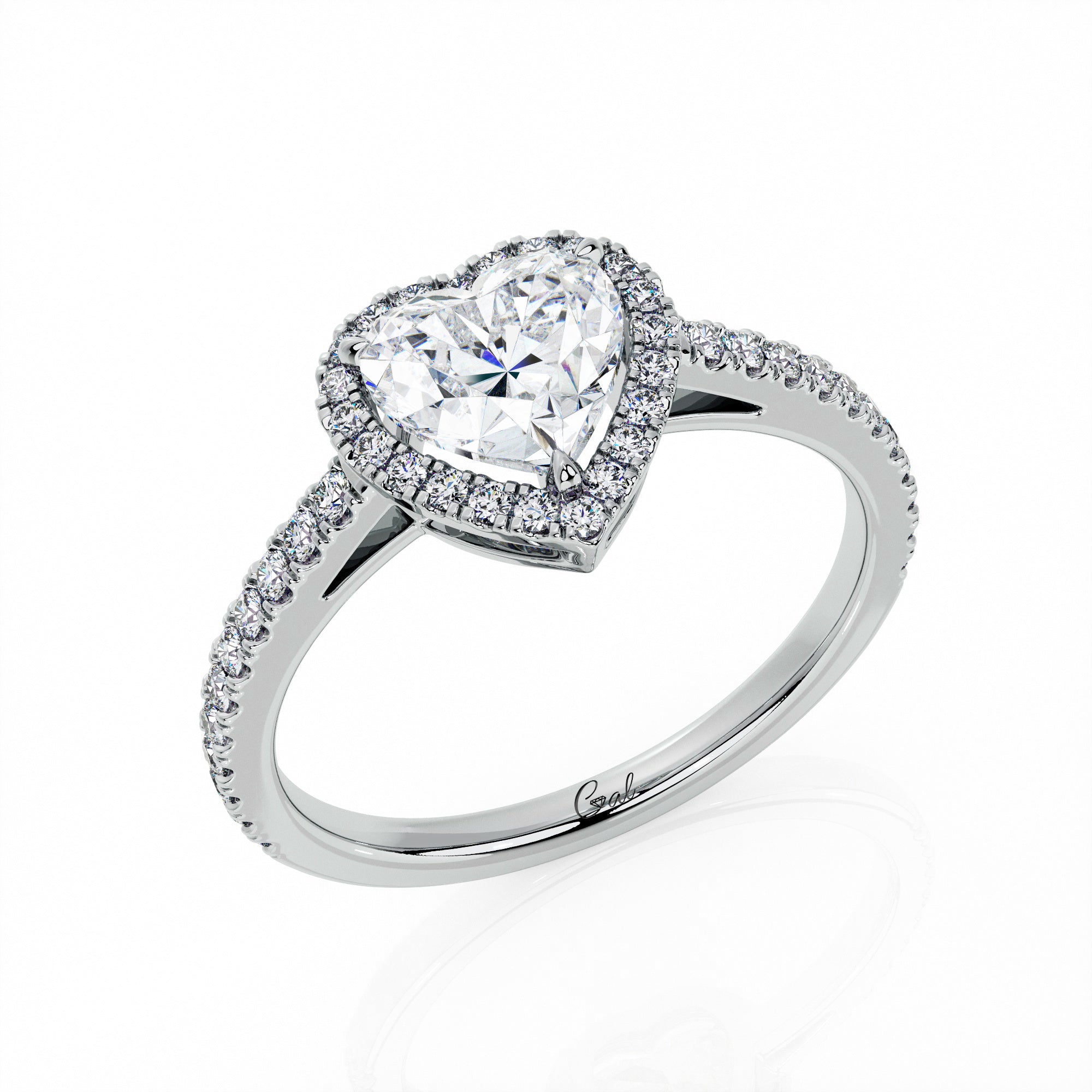 1.00 Carat Heart Shape Micropavé Engagement Ring