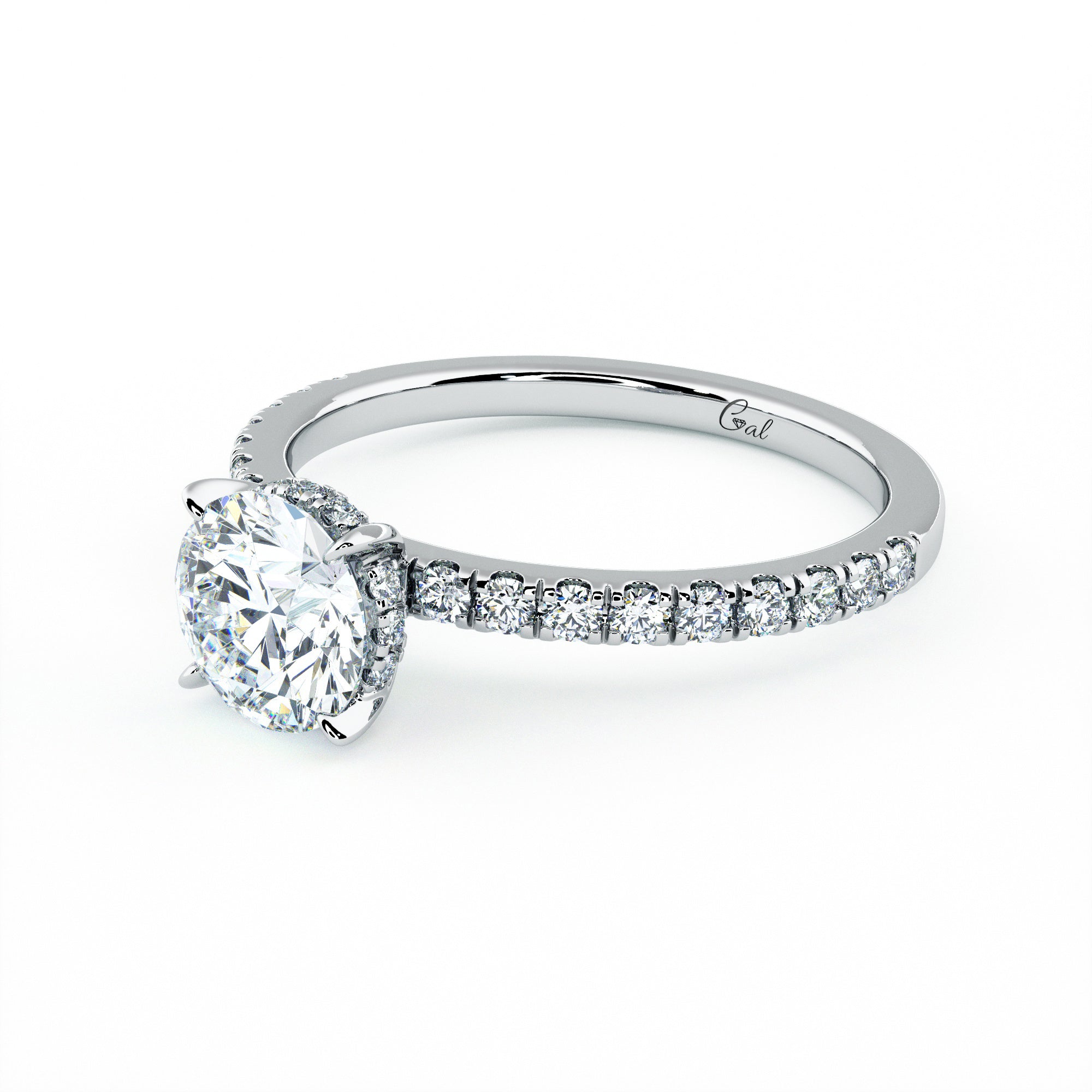 1.00 Carat Round Brilliant Micropavé Engagement Ring