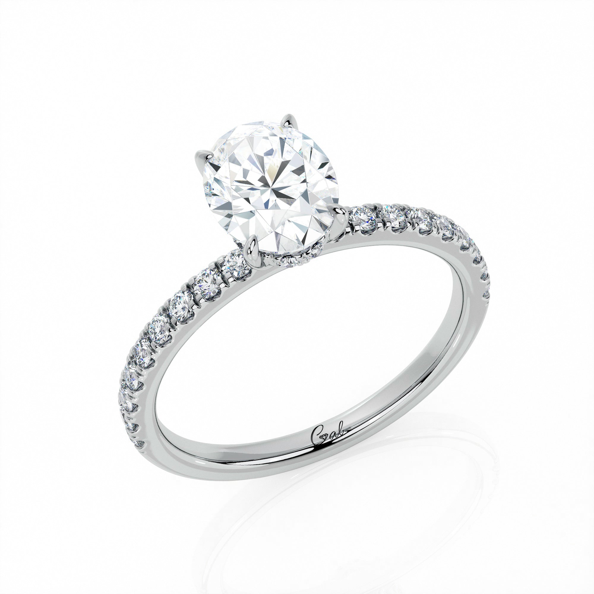 1.00 Carat Oval Shape Micropavé Engagement Ring