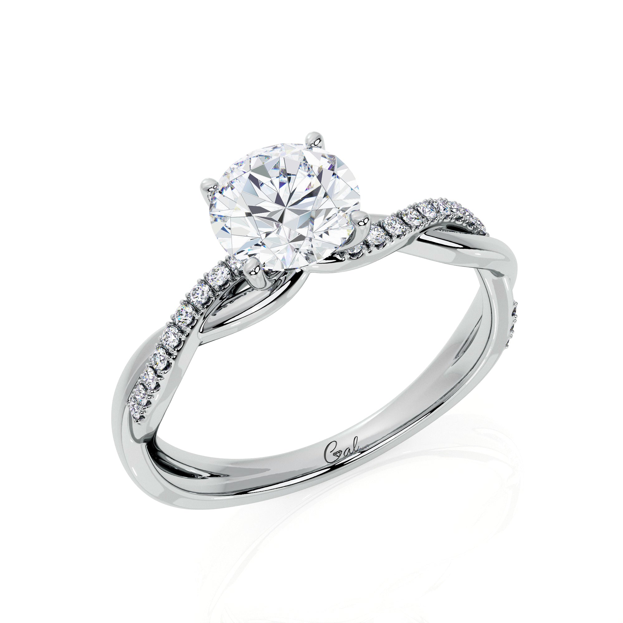 1.00 Carat Round Brilliant Micropavé Infinity Twist Engagement Ring