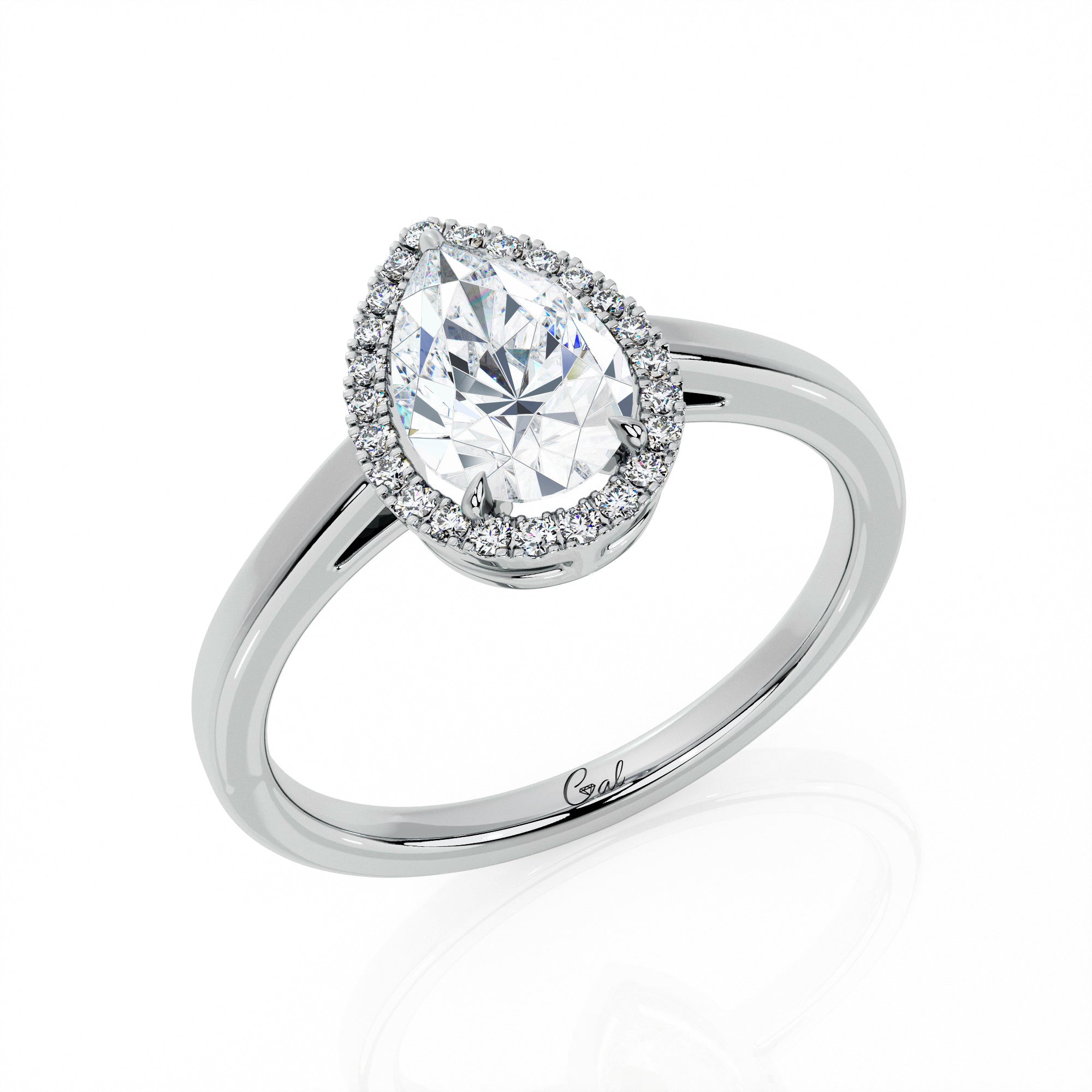1.00 Carat Pear Shape Halo Engagement Ring