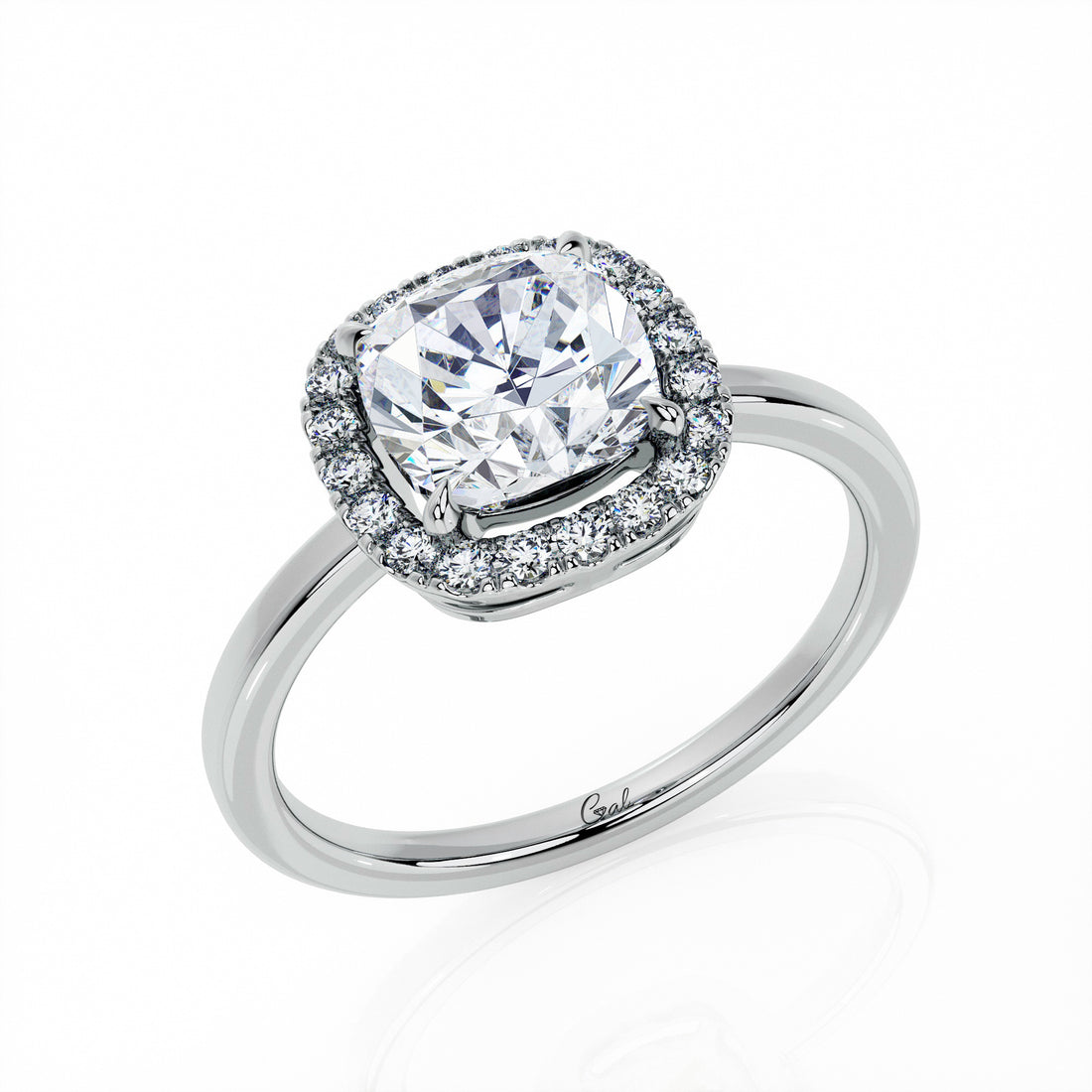 1.00 Carat Cushion Shape Halo Engagement Ring