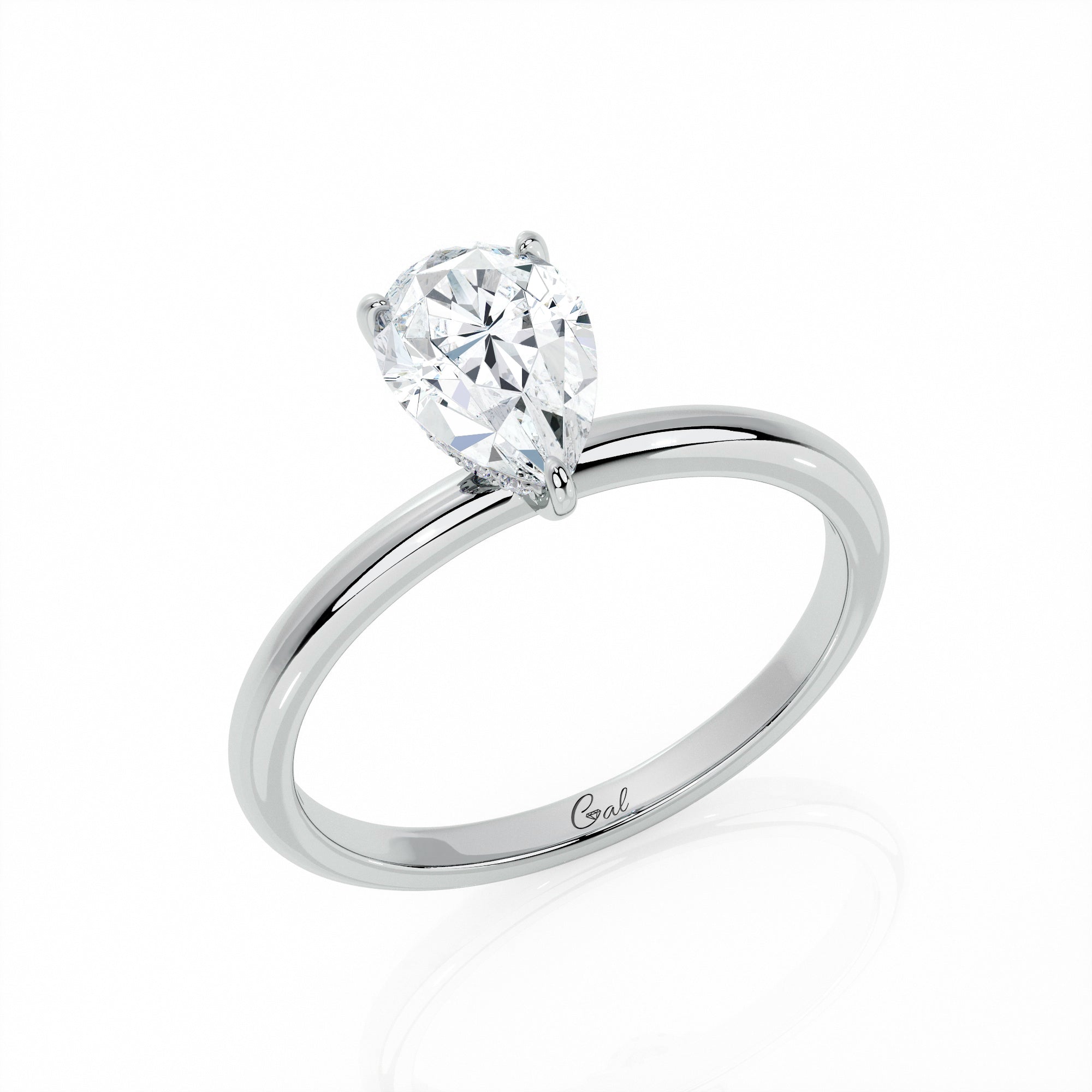 1.00 Carat Pear Shape Solitaire Engagement Ring