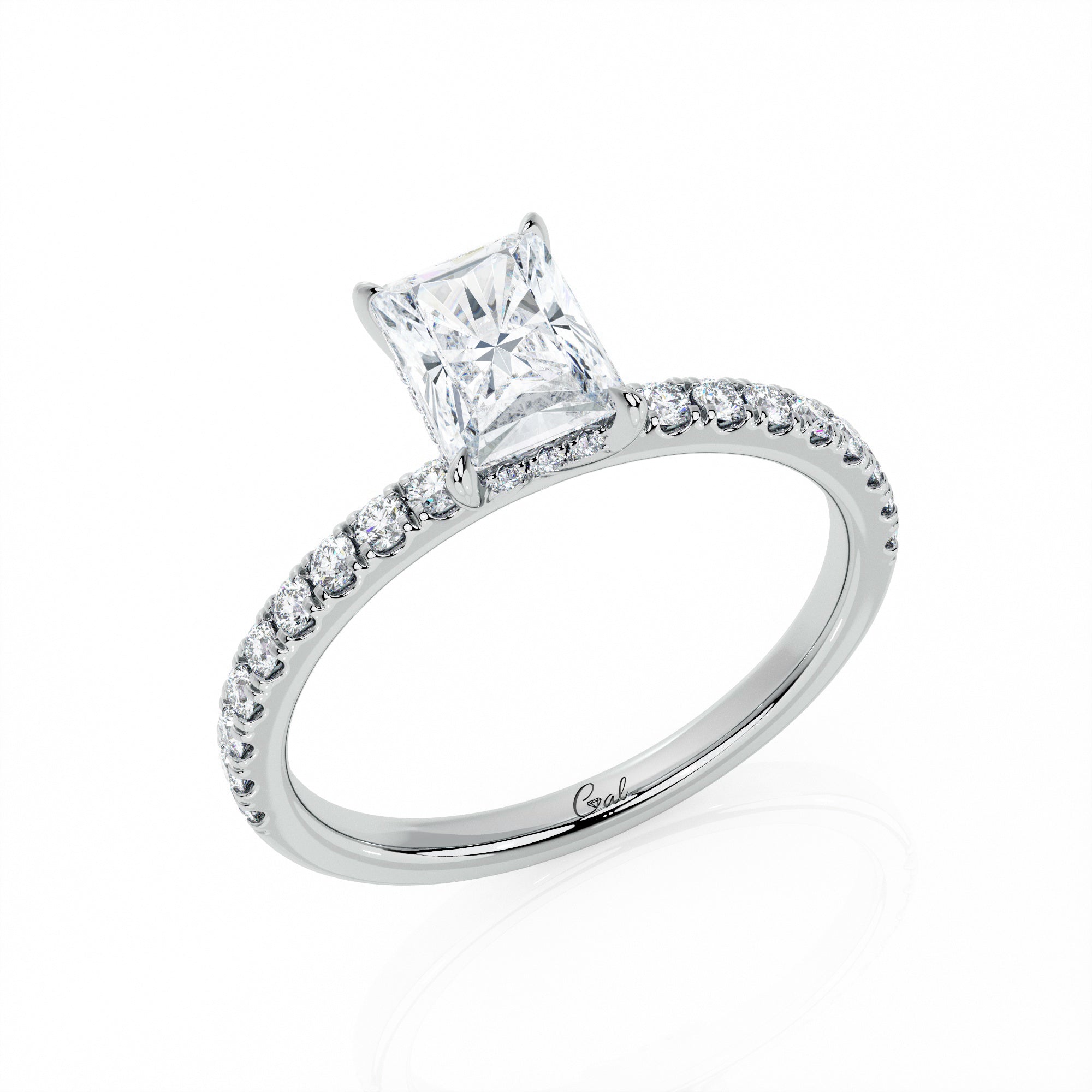 1.00 Carat Radiant Shape Micropavé Engagement Ring