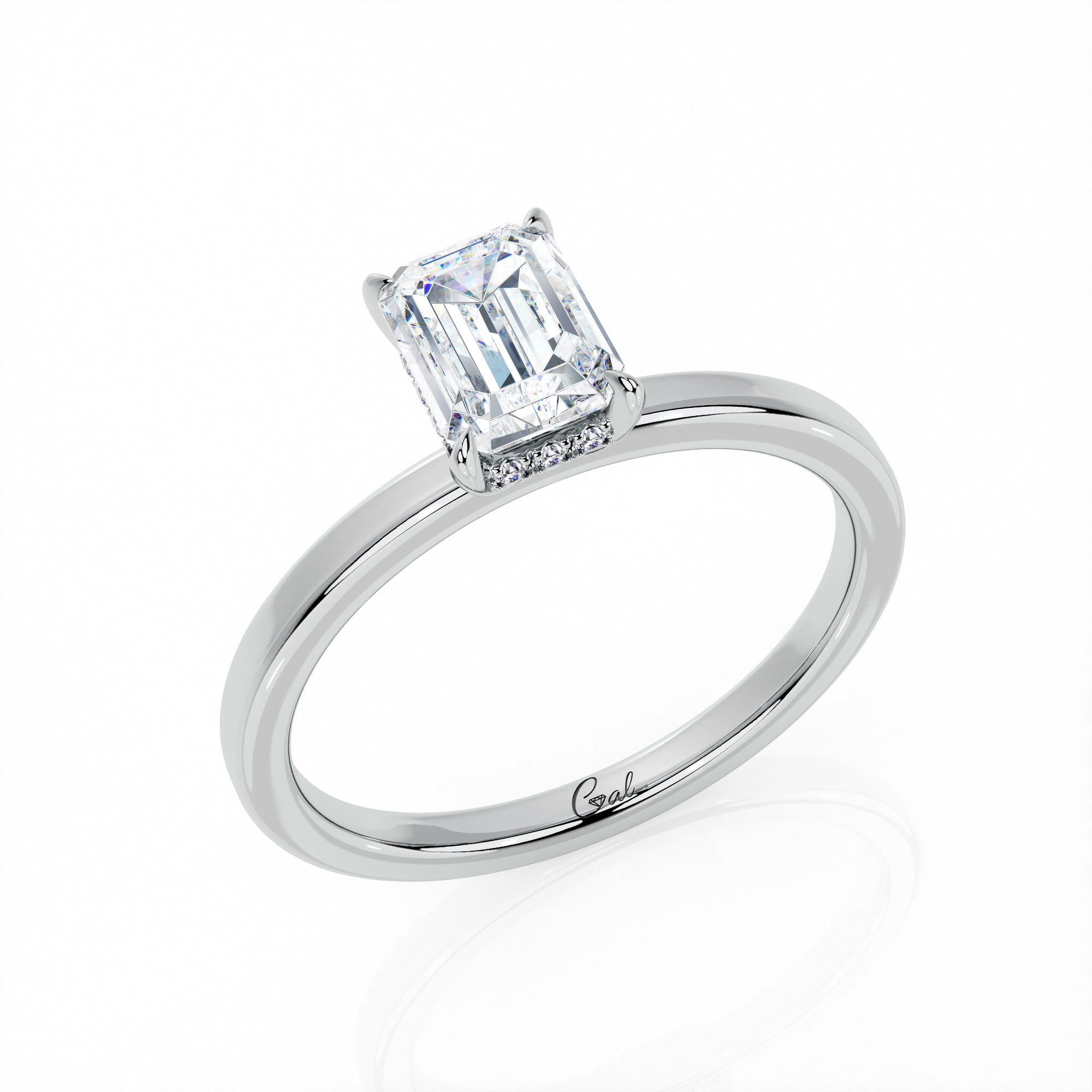 1.00 Carat Emerald Shape Solitaire Engagement Ring