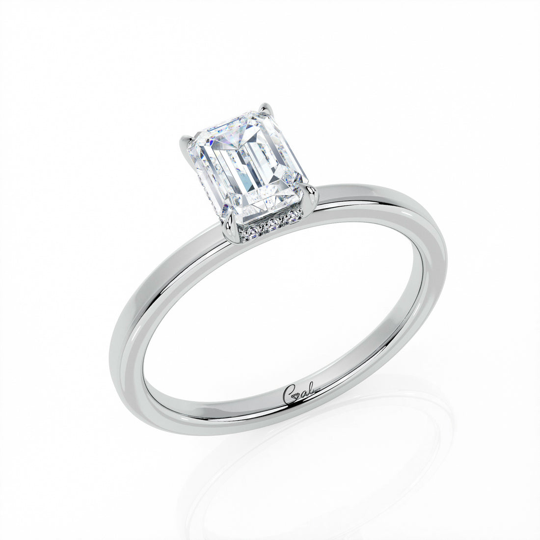 1.00 Carat Emerald Shape Solitaire Engagement Ring