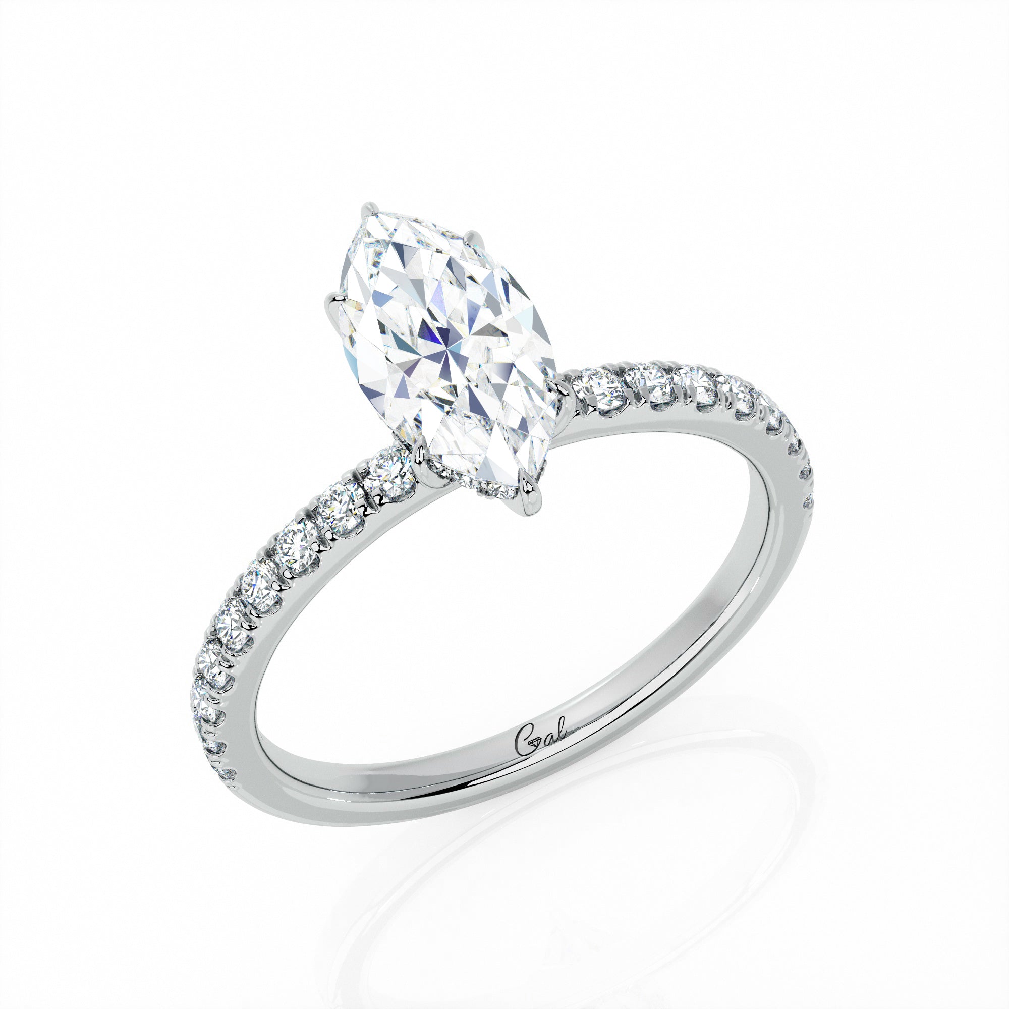 1.00 Carat Marquise Shape Micropavé Engagement Ring