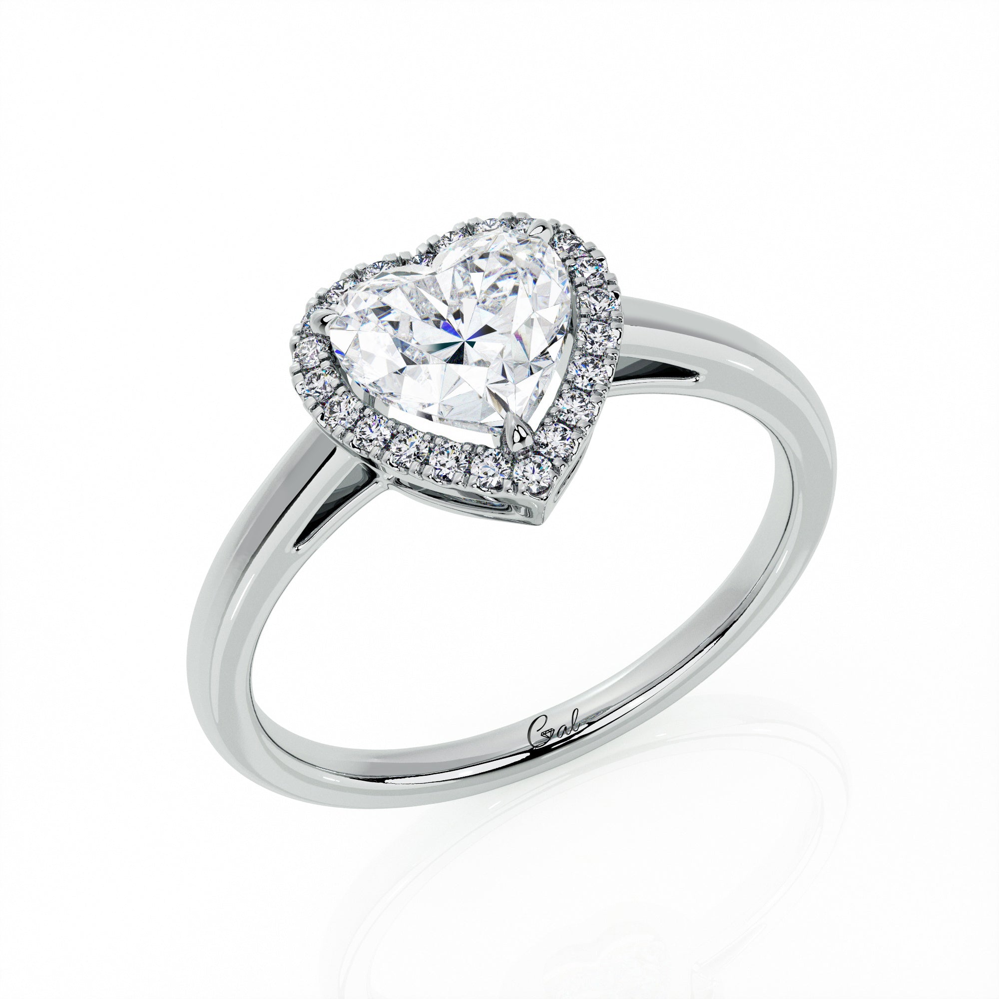 1.00 Carat Heart Shape Halo Engagement Ring