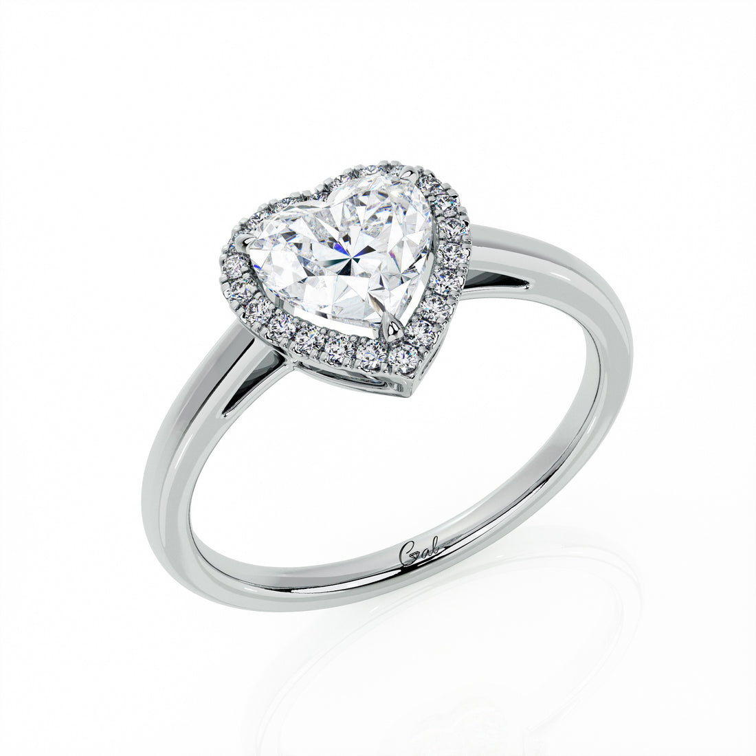 1.00 Carat Heart Shape Halo Engagement Ring