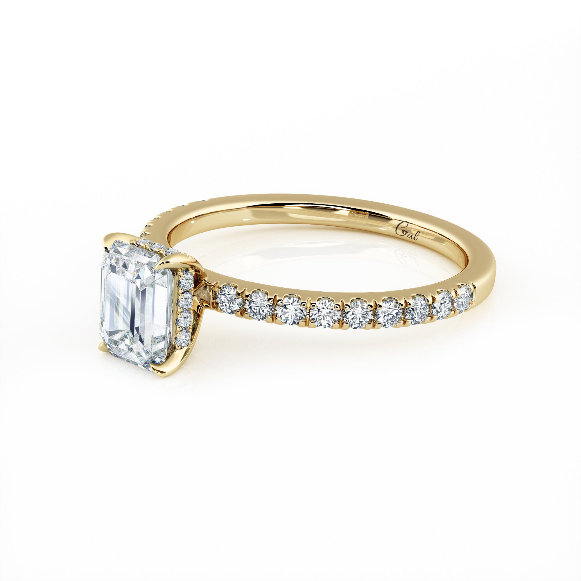 1.00 Carat Emerald Shape Micropavé Engagement Ring