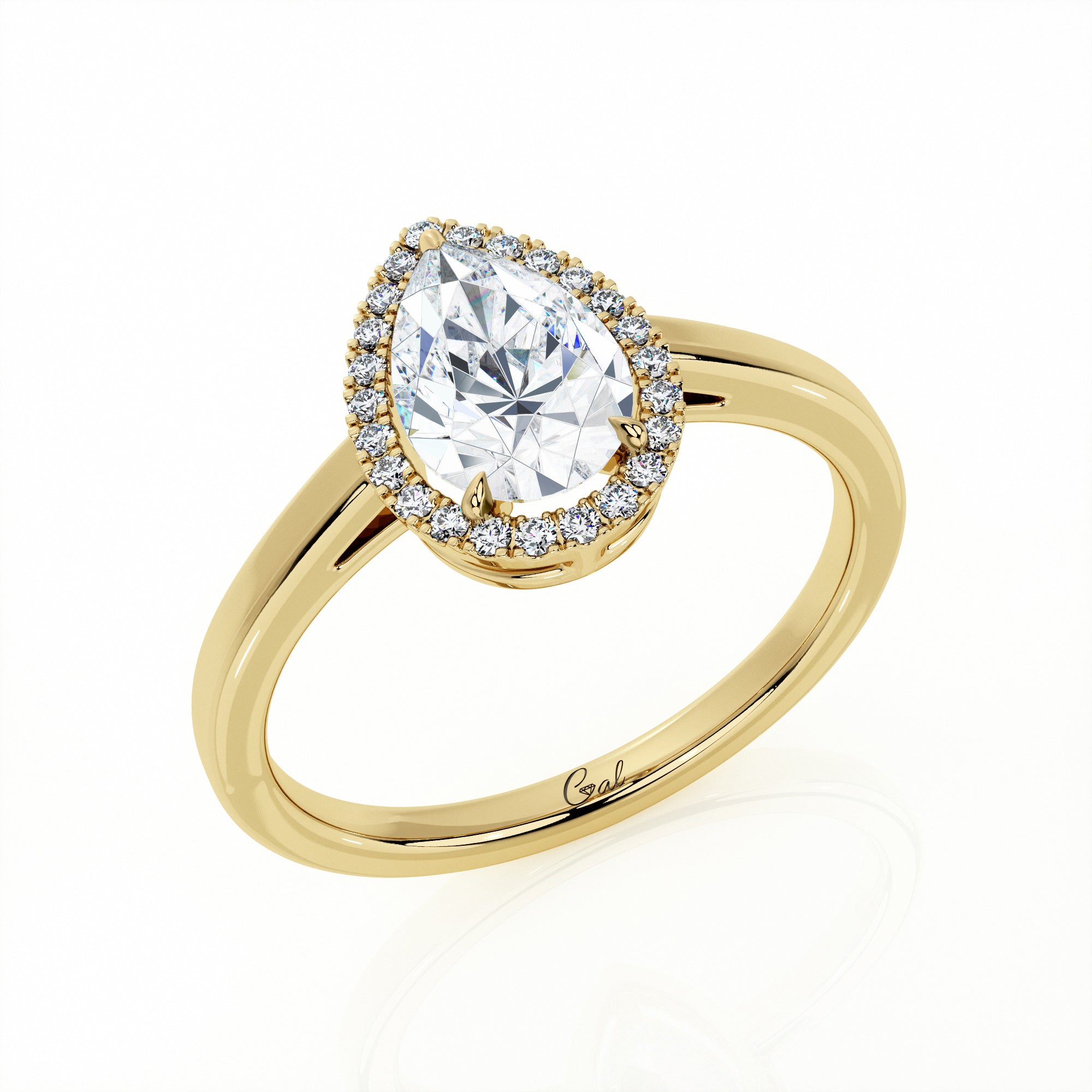 1.00 Carat Pear Shape Halo Engagement Ring