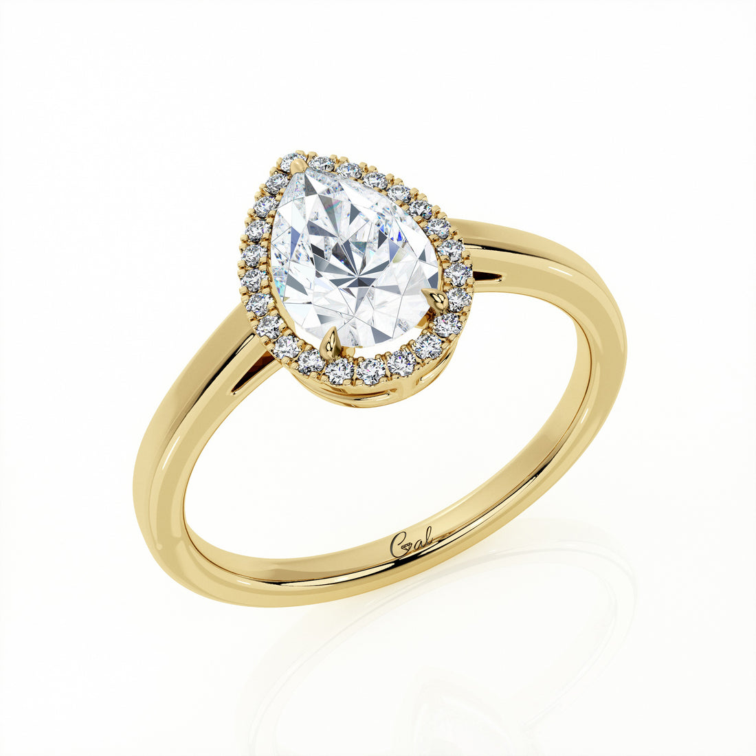 1.00 Carat Pear Shape Halo Engagement Ring