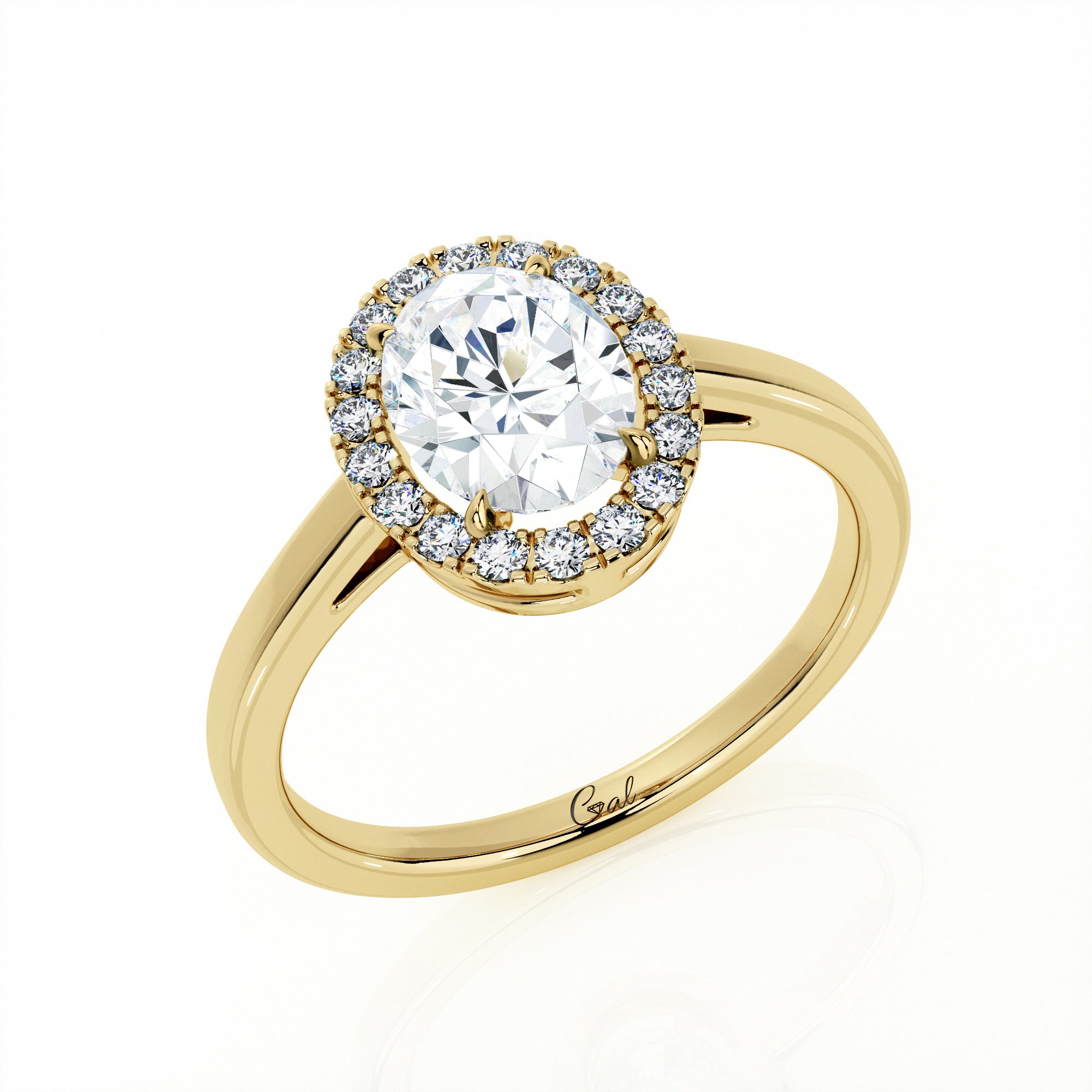 1.00 Carat Oval Shape Halo Engagement Ring