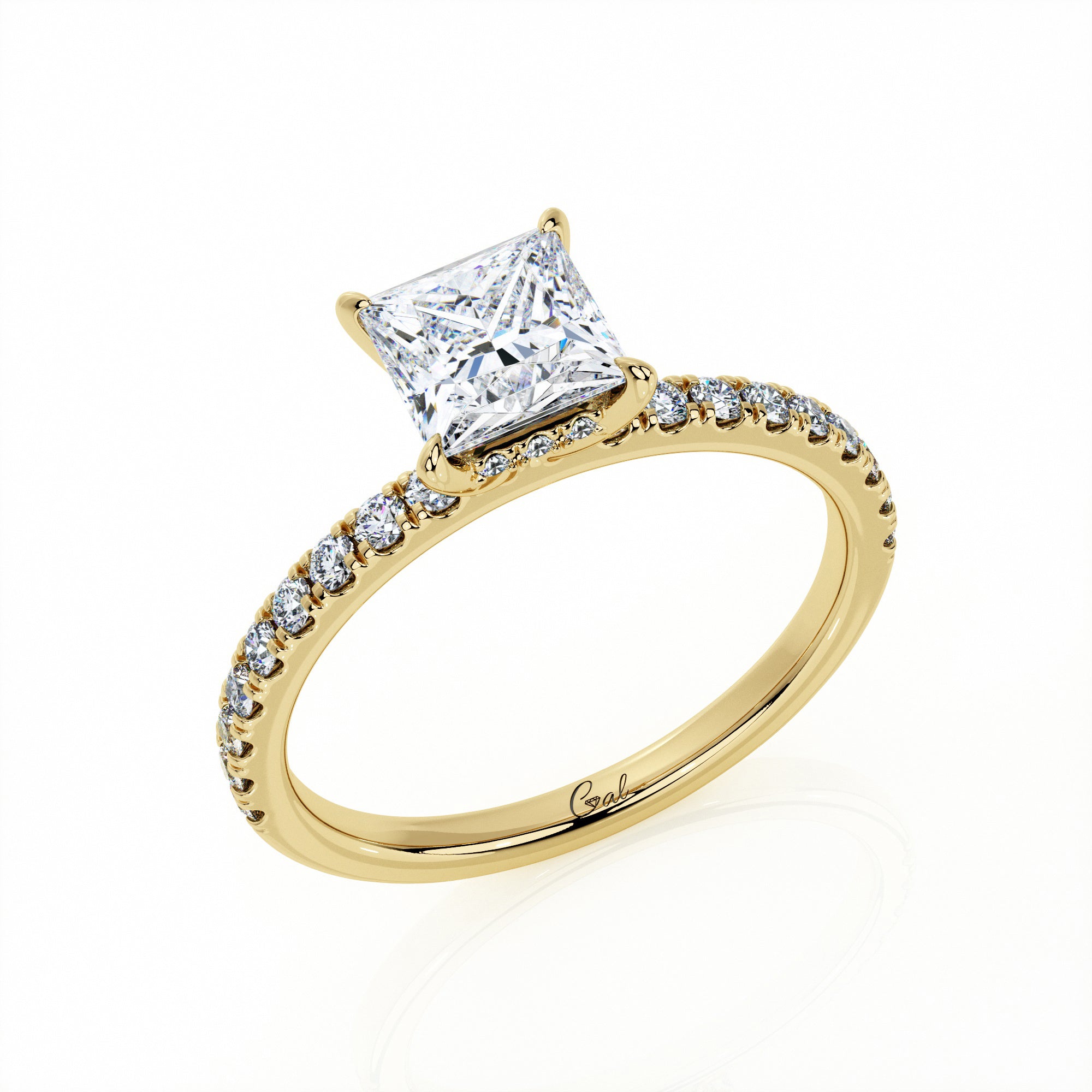 1.00 Carat Princess Shape Micropavé Engagement Ring