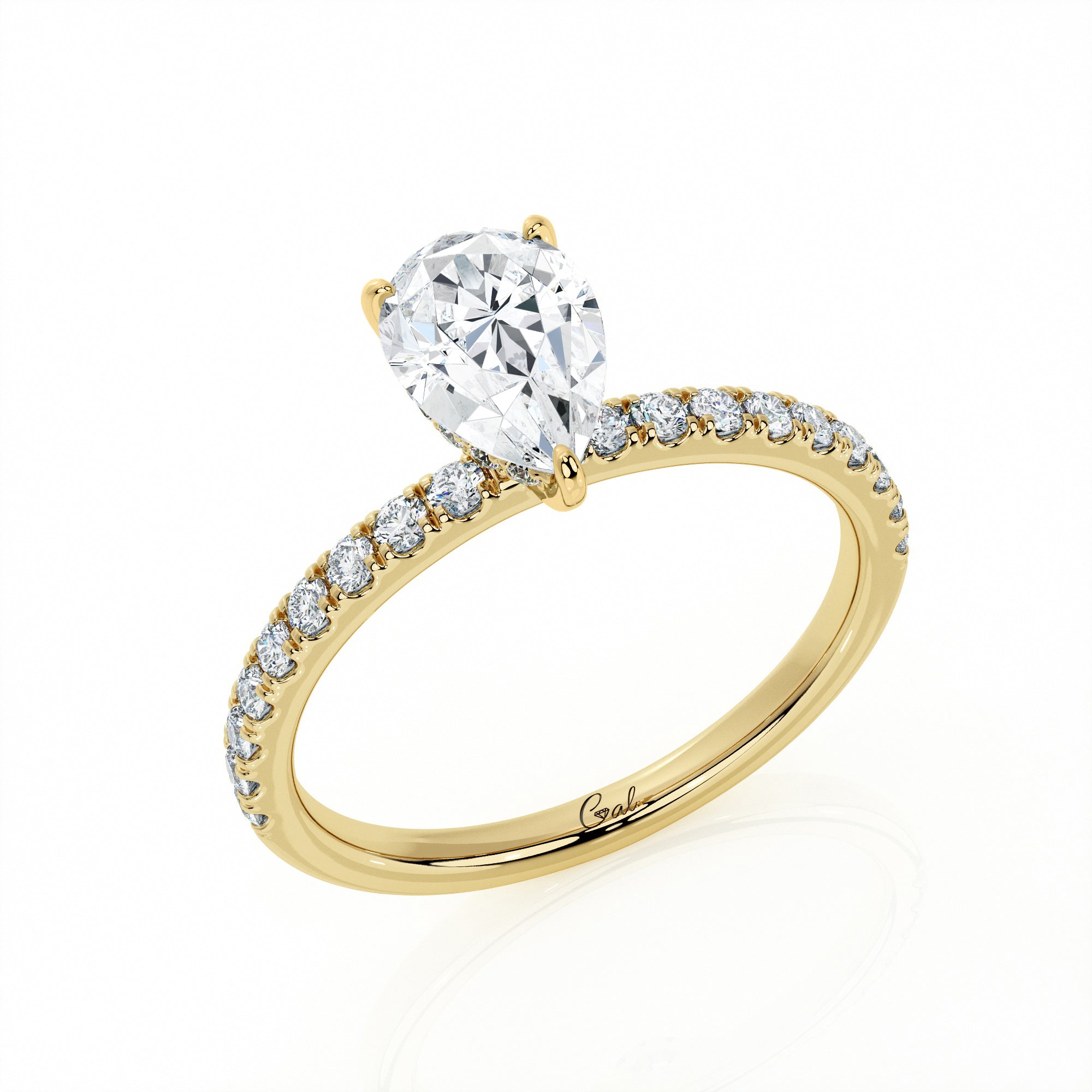 1.00 Carat Pear Shape Micropavé Engagement Ring