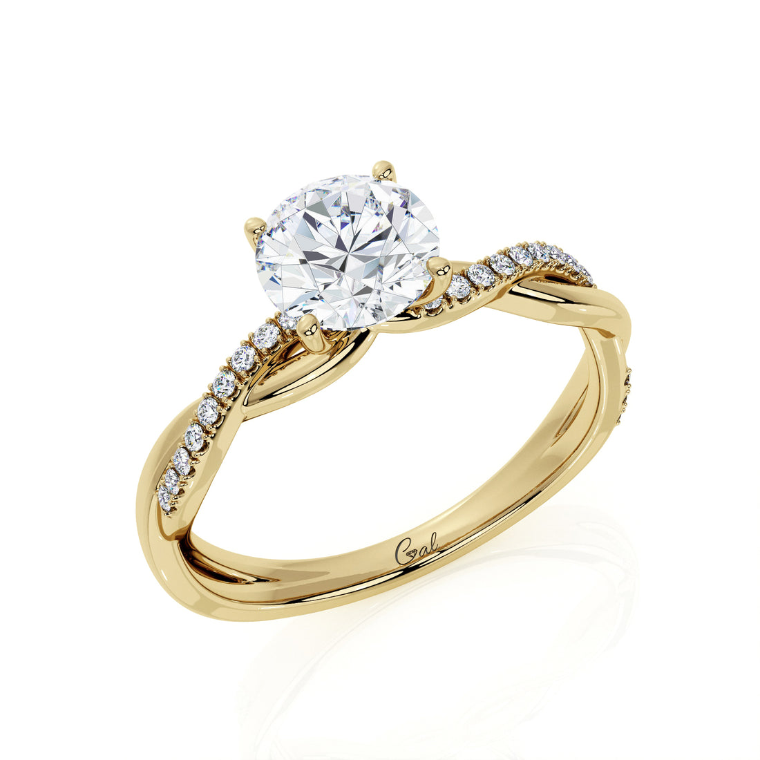 1.00 Carat Round Brilliant Micropavé Infinity Twist Engagement Ring