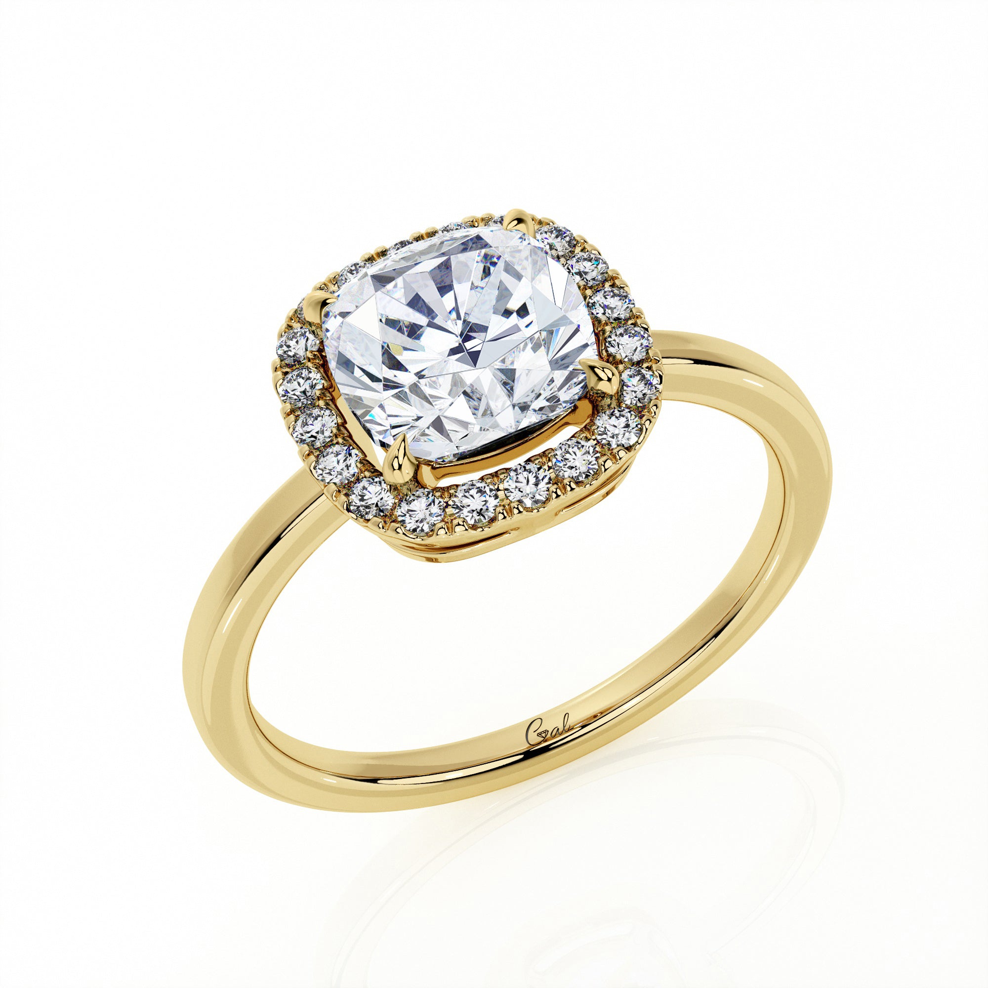 1.00 Carat Cushion Shape Halo Engagement Ring