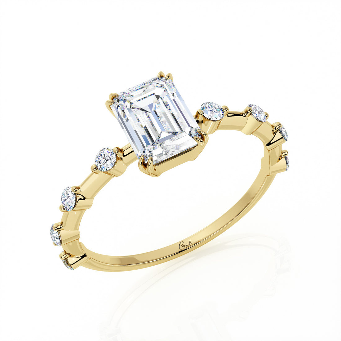 1.00 Carat Emerald Shape With Side Stones Engagement Ring