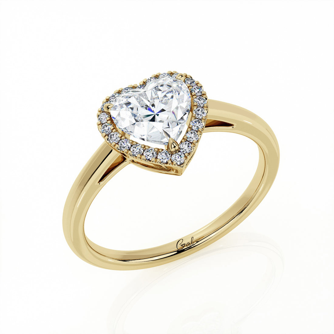 1.00 Carat Heart Shape Halo Engagement Ring