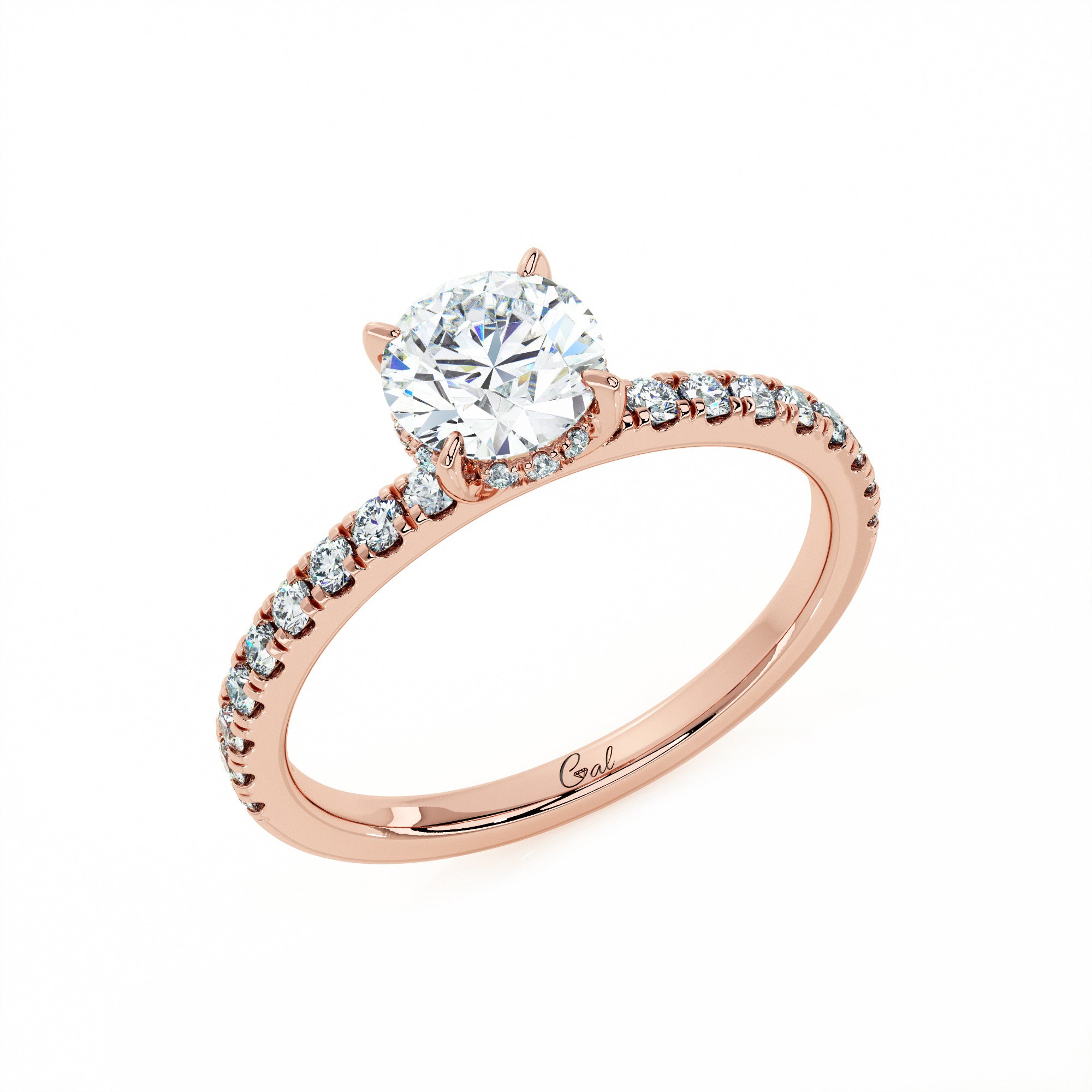 0.70 Carat Round Brilliant Micropavé Engagement Ring