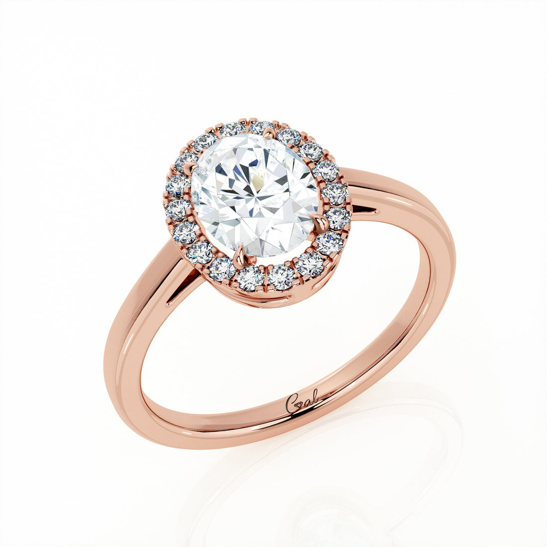 1.00 Carat Oval Shape Halo Engagement Ring