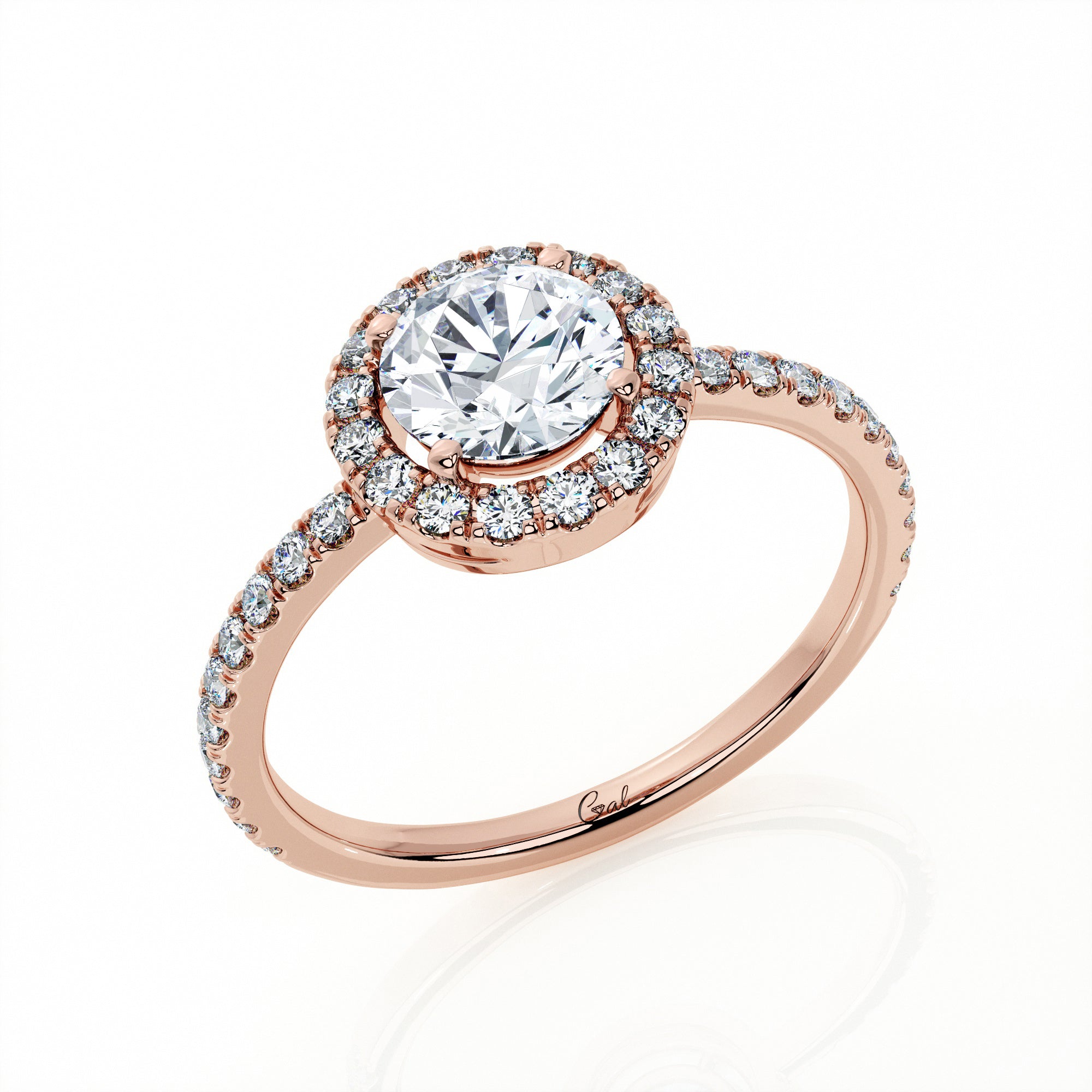 1.00 Carat Round Brilliant Micropavé Halo Engagement Ring