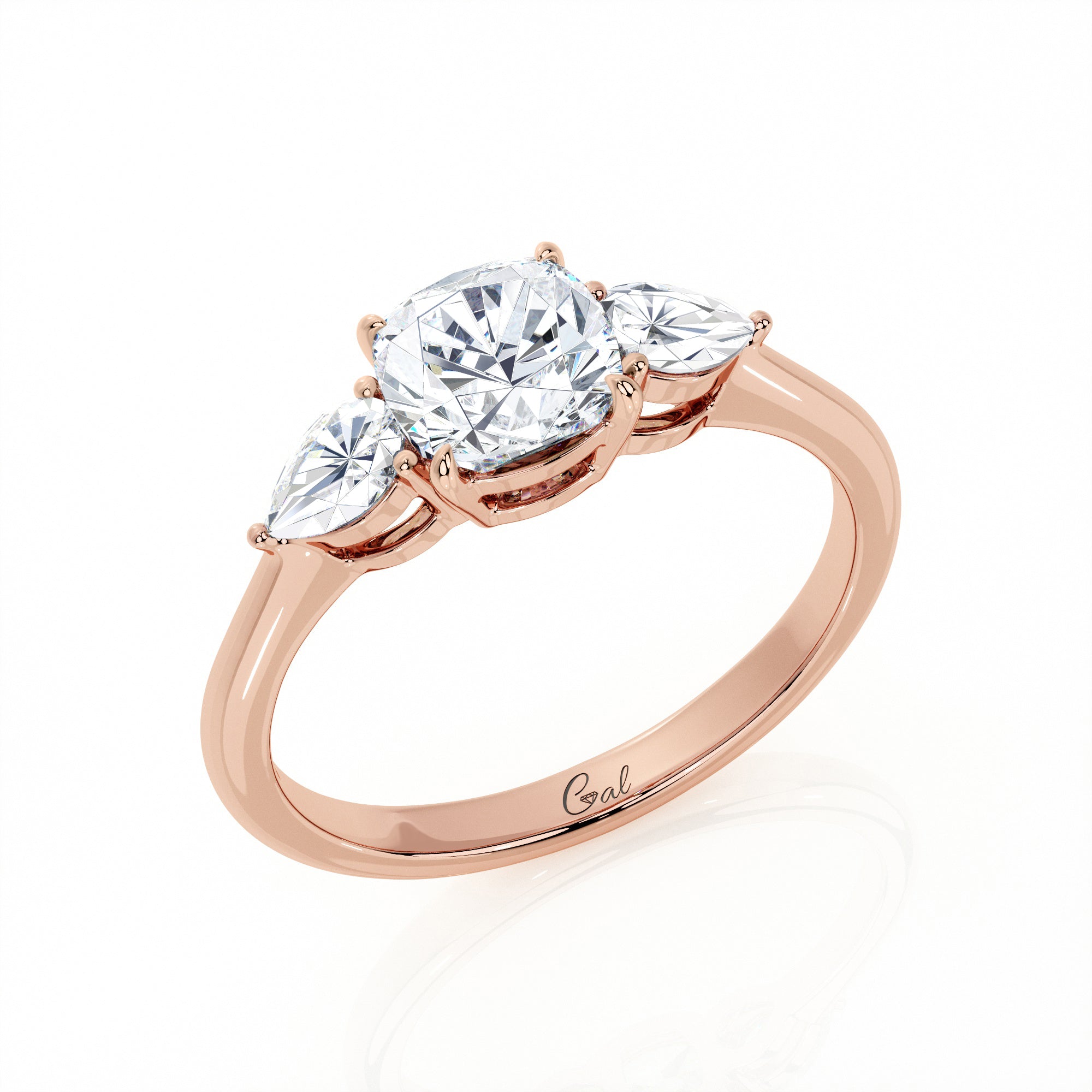 1.00 Carat Cushion Shape With Pear Shape Side Stones Engagement Ring