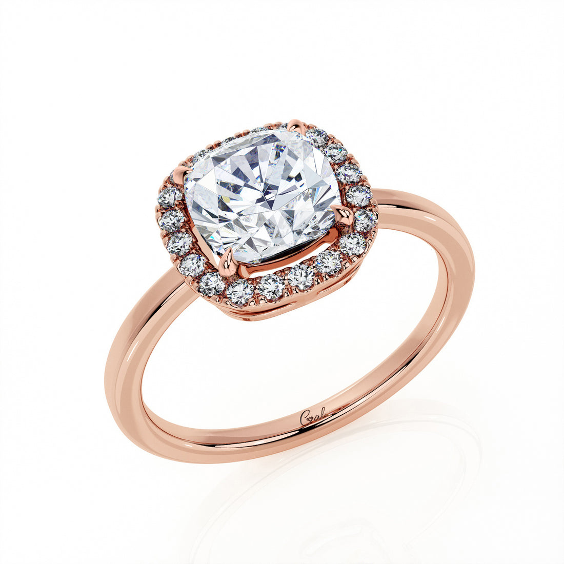 1.00 Carat Cushion Shape Halo Engagement Ring