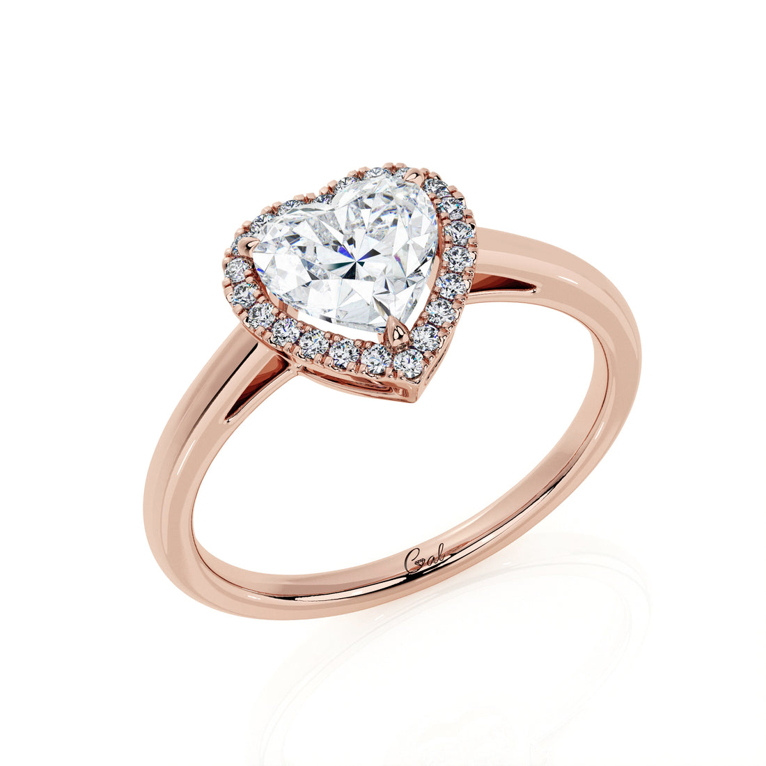 1.00 Carat Heart Shape Halo Engagement Ring