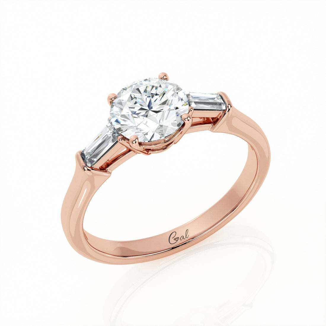 1.00 Carat Round Brilliant With Baguette Shape Side Stones Engagement Ring