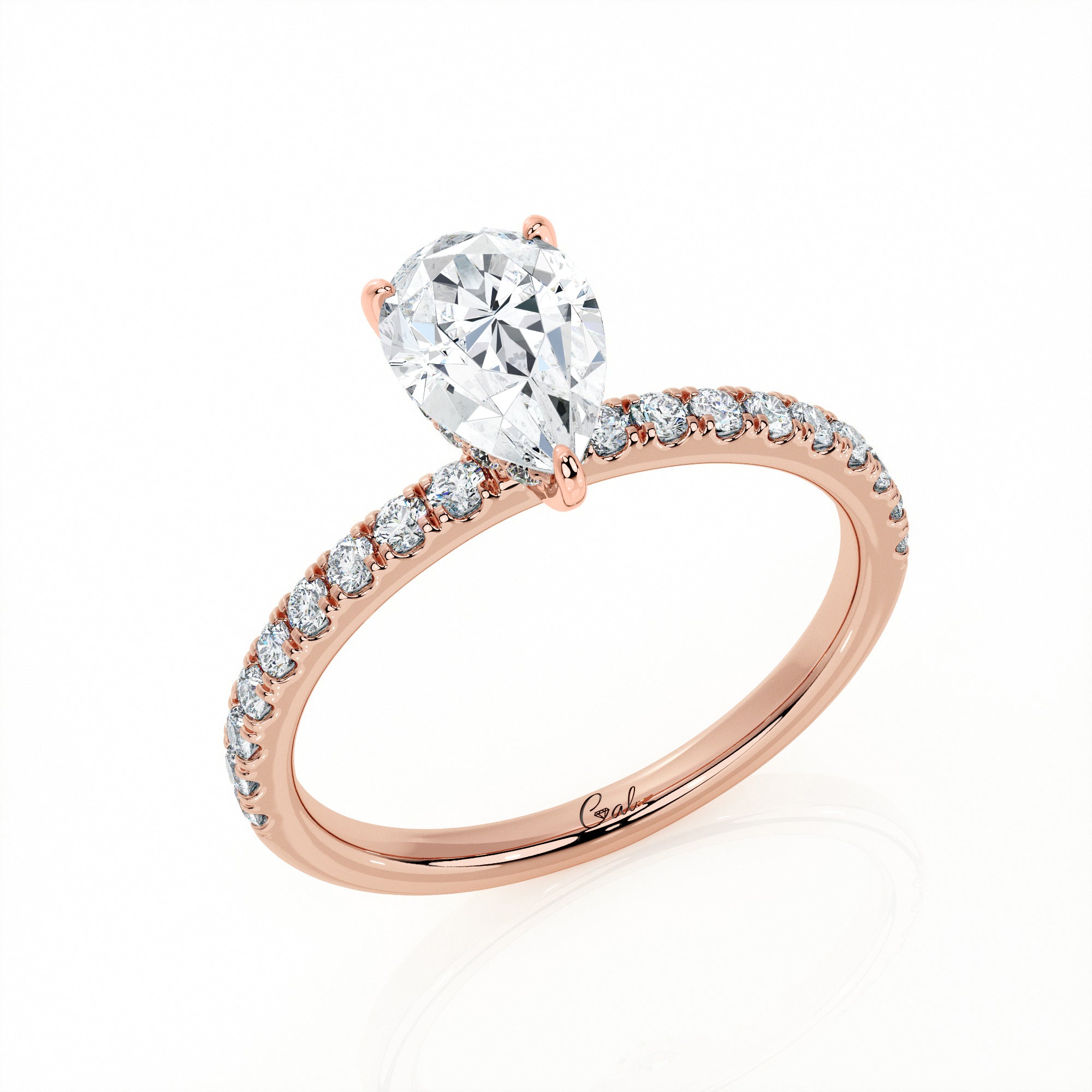 1.00 Carat Pear Shape Micropavé Engagement Ring